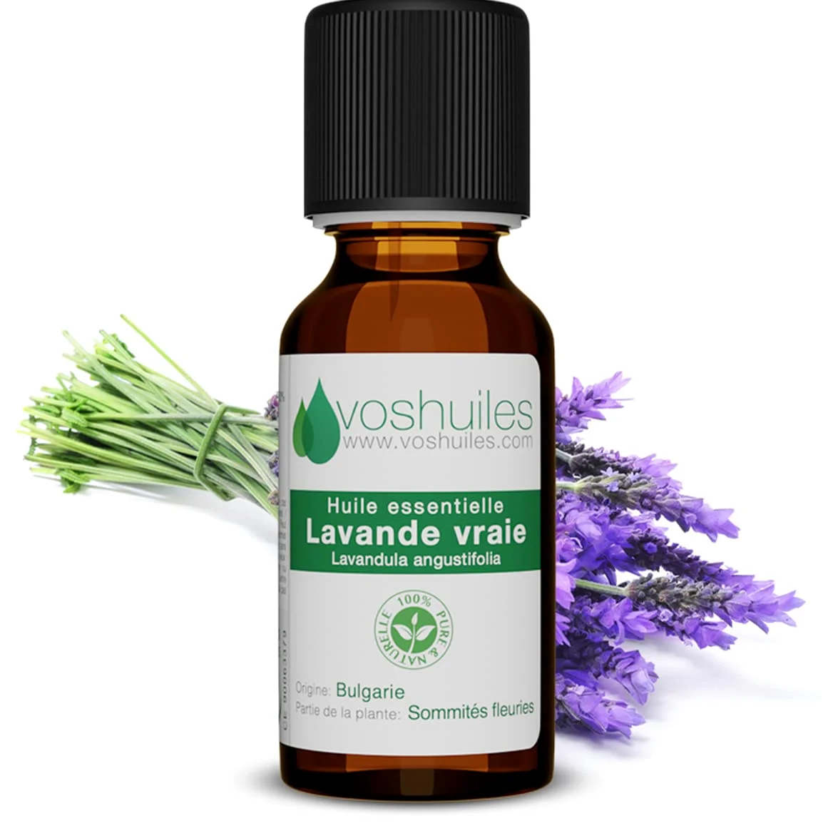 VOSHUILES - Olio Essenziale di Lavanda Vera - 125ml | Ideale in Diffusione - Uso Versatile - 100% Puro e Naturale - HEBBD - Azienda Francese