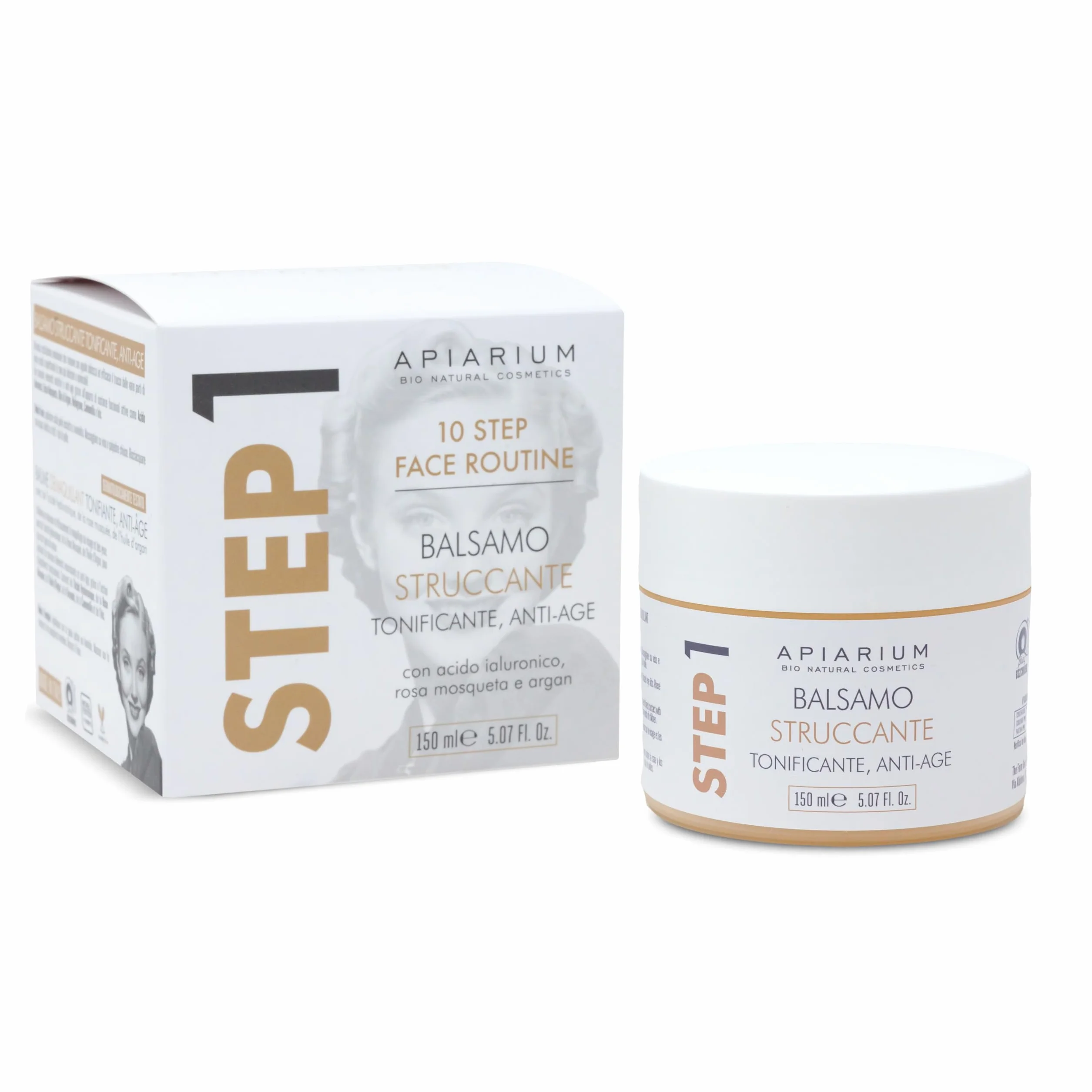 APIARIUM Balsamo Struccante Viso e Occhi Anti-Age con Acido Ialuronico – Burro Detergente Tonificante, Step 1 Skincare Routine, 150 ml