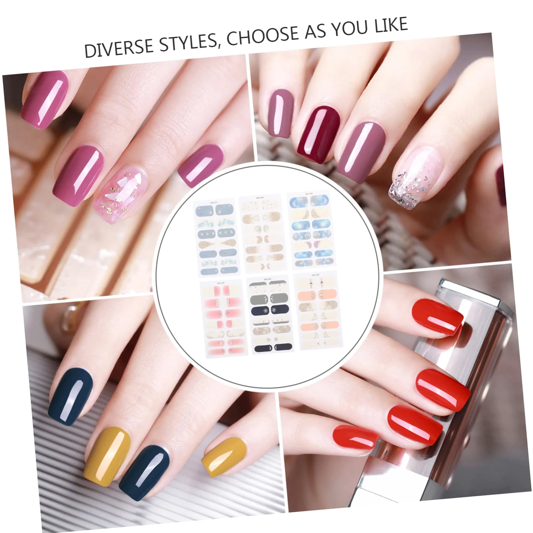 5 Set Adesivi Per Unghie Con Design Delicati Decorazioni Nail Art Autoadesive Per Manicure Te Per Occasione E Utilizzabili Casa O Salone 6 Fogli*5