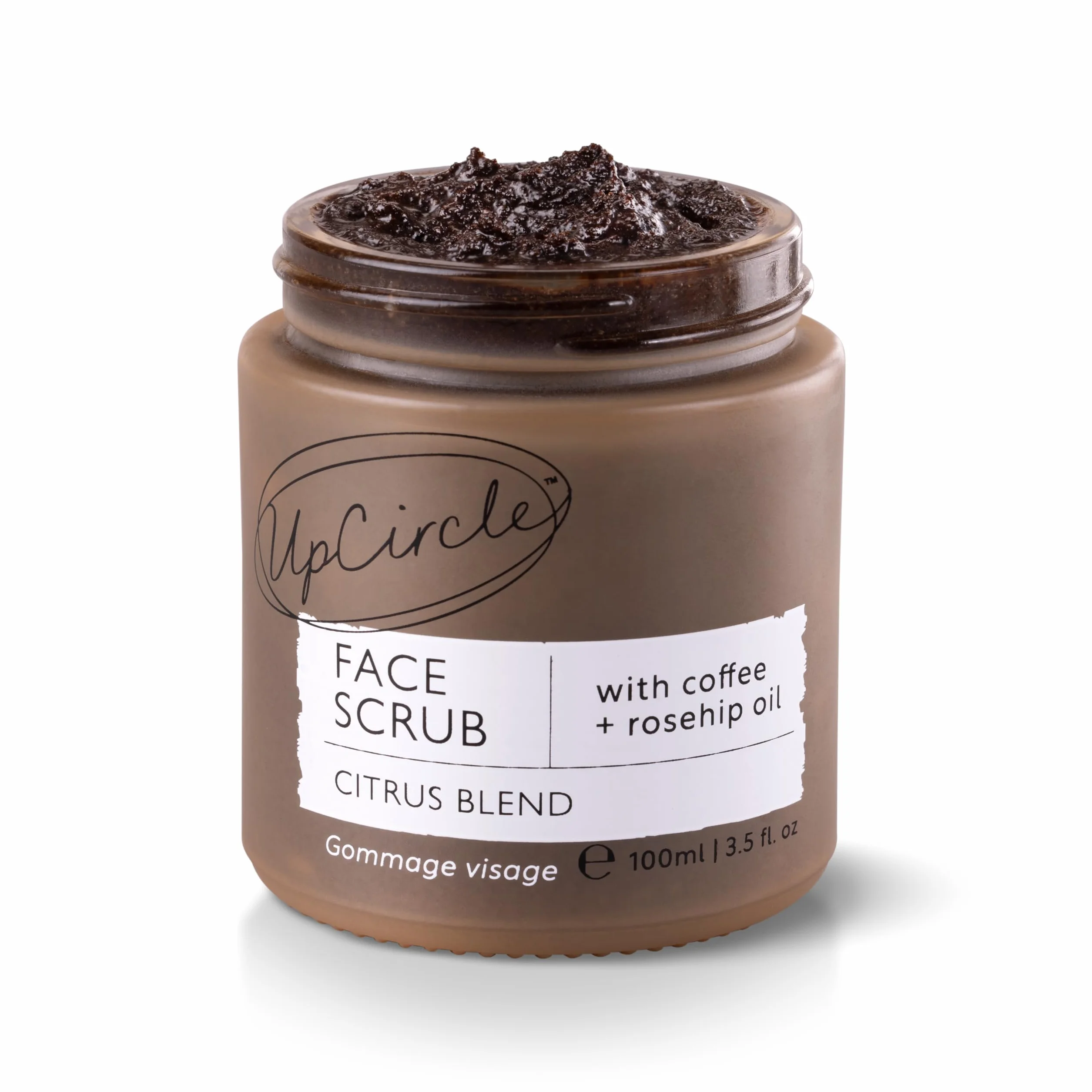 UpCircle Scrub viso al caffè - Miscela di agrumi per pelli normali e secche 100 ml - Burro di karité, cocco e olio di rosa canina - Esfoliante viso naturale e vegano per una pelle morbida e liscia