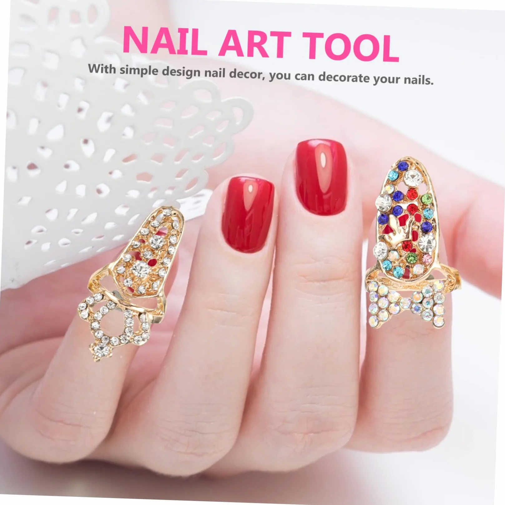 FOMIYES 2 Set Di Ciondoli Per Unghie Per Donne Decorazioni Per Manicure Robusti Gioielli Per Unghie Facile Applicazione 12 Pezzi * 2