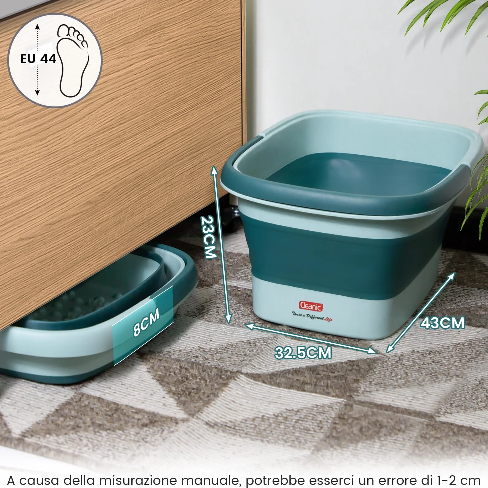 DEANIC Pediluvio Massaggiatore Piedi, Pediluvio Idromassaggio Piedi Portatile Pieghevole, Vaschetta Bacinella Pedicure con Maniglia di Trasporto, Set Massaggio 8+54 Foot Spa (Blu)