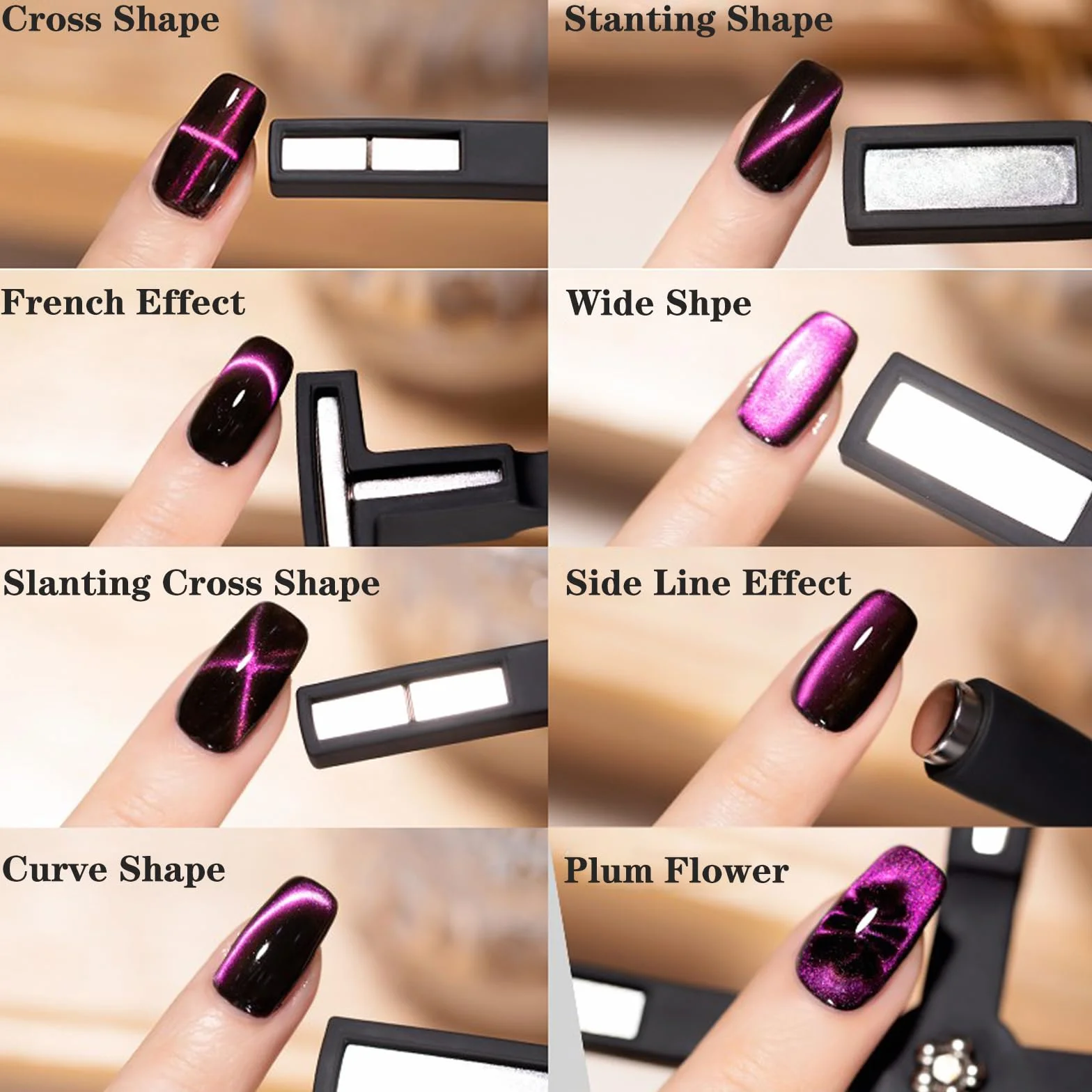 Nail Art Magnet, Penne Magnetiche per Occhi di Gatto Multifunzione Aggiornate 5 in 1 con Custodia Protettiva in Silicone,Magnete Unghie Cat Eye a Forte Aspirazione per Smalto Occhi di Gatto