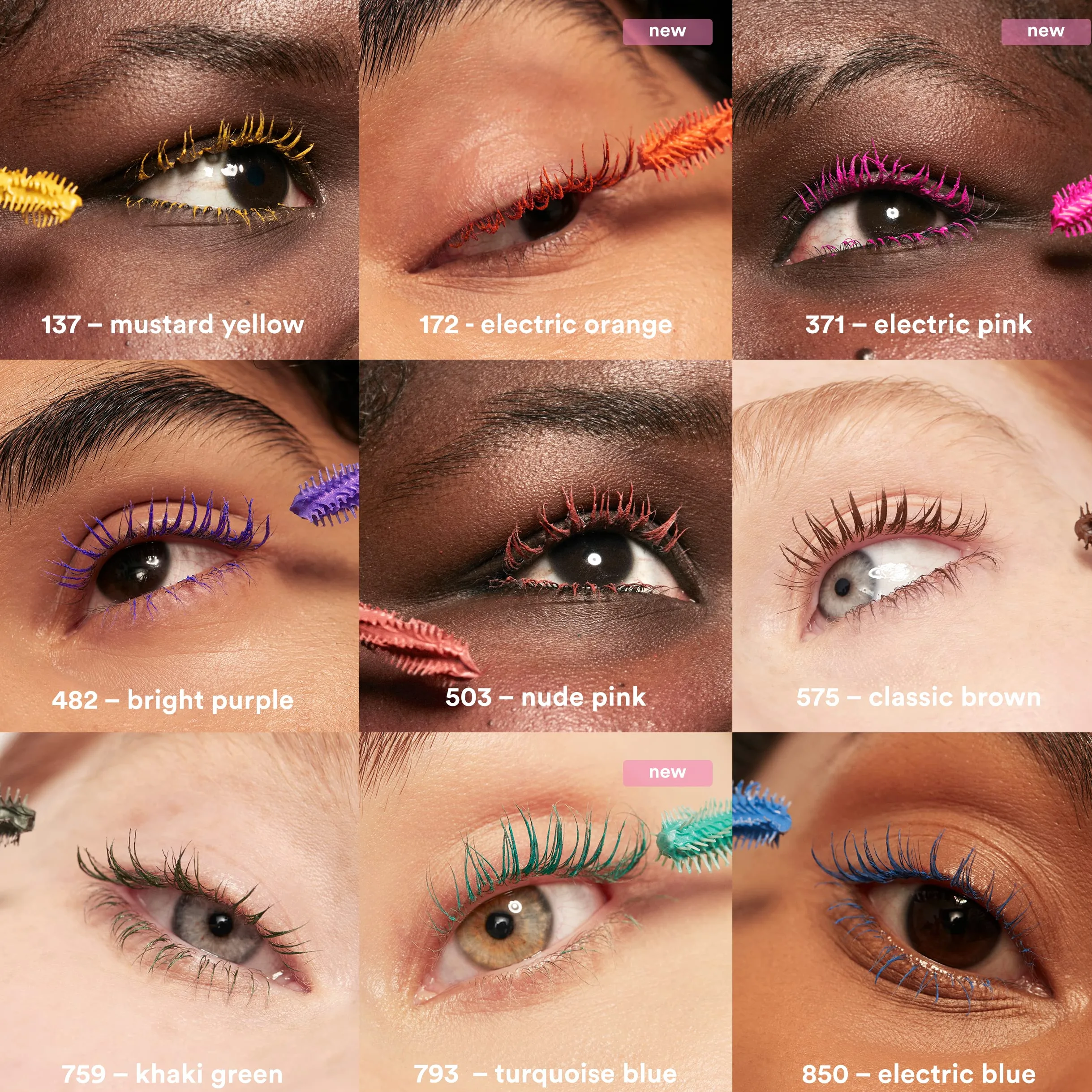 3INA MAKEUP - The Color Mascara 482 + The Color Mascara 793 + The Color Mascara 850 - Viola - Turchese - Blu - Mascara Colorato con Cheratina Vegetale - Mascara Volumizzante - Vegan - Cruelty Free