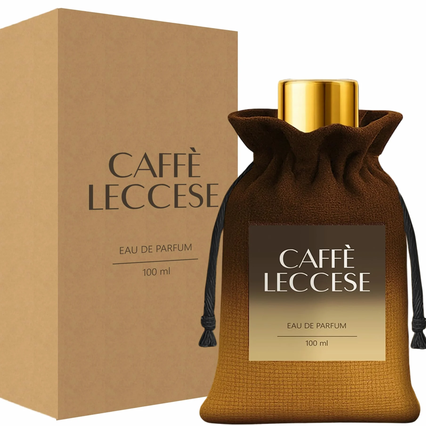 Profumo Caffè Leccese, Fragranza Unisex, Eau de Parfum, 100ML, Aroma Mandorla e Caffe, Made in Italy, Gold Collection, Il Signore dei Profumi, Caffè del Salento e Puglia