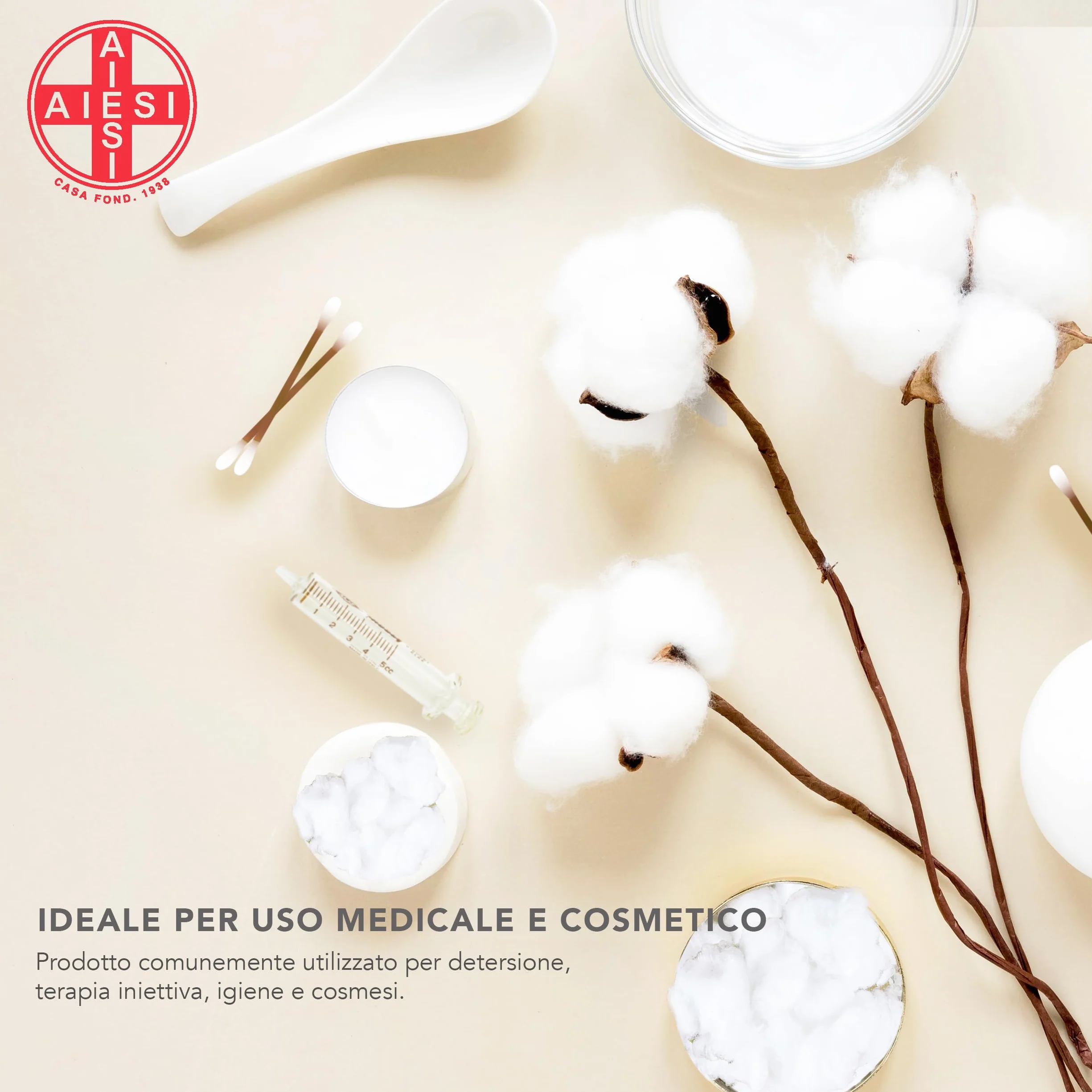 AIESI® Cotone idrofilo (1 kg) qualità oro a zig zag per uso sanitario PHARMASOFT, Made in Italy