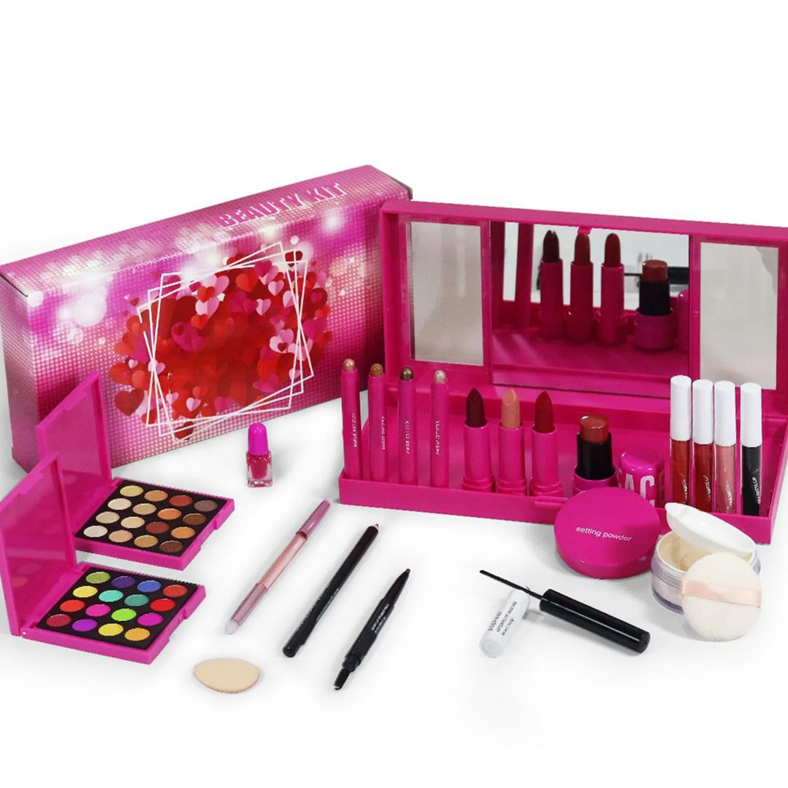 Kit Trucco Donna Trucco Completo Viso Occhi Labbra Per Donne | Cosmetici Quotidiani Con Pennello Rossetto Mascara e Fard Per Amiche Compagne