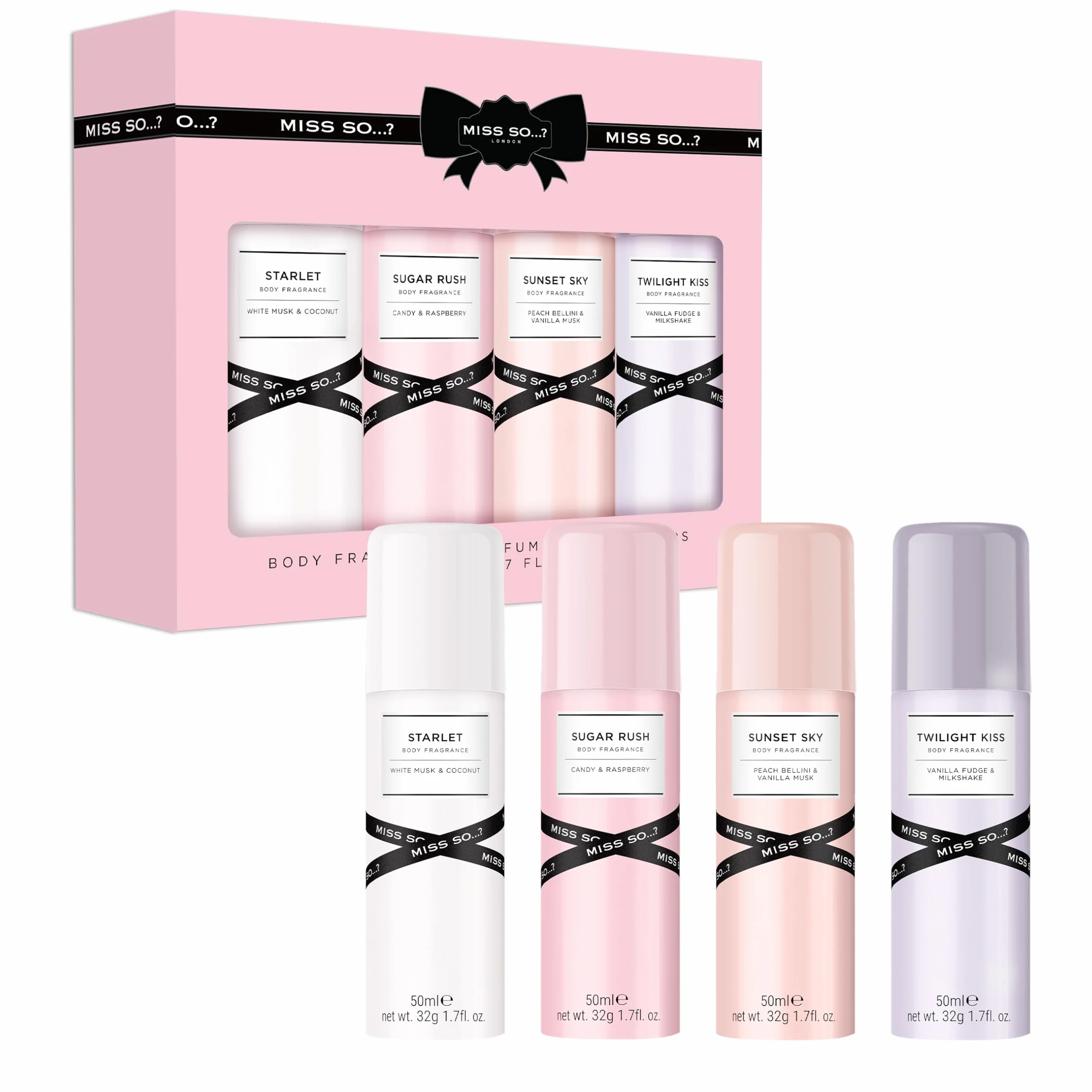 So…? Womens Mixed Gift Sets Bundle, Body Mist Fragrance Spray & EDT Perfume (4x50ml Body Mist, 3x15ml EDT) Pack of 3