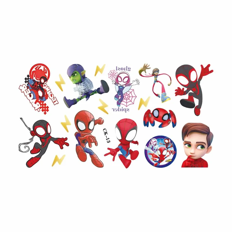 Amazing Friends - 100 tatuaggi temporanei per bambini, motivo: Spidey e i suoi super amici, 6 fogli