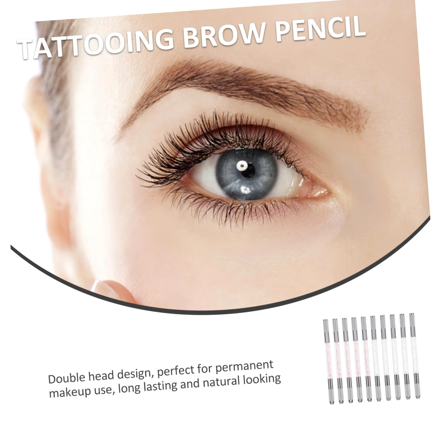 Penna Microblading Sopracciglia Doppia Punta Abs 10 Pezzi | Aspetto Elegante, Effetto Naturale, per Tatuaggio Sopracciglia, Adatta a Principianti ed Esperti