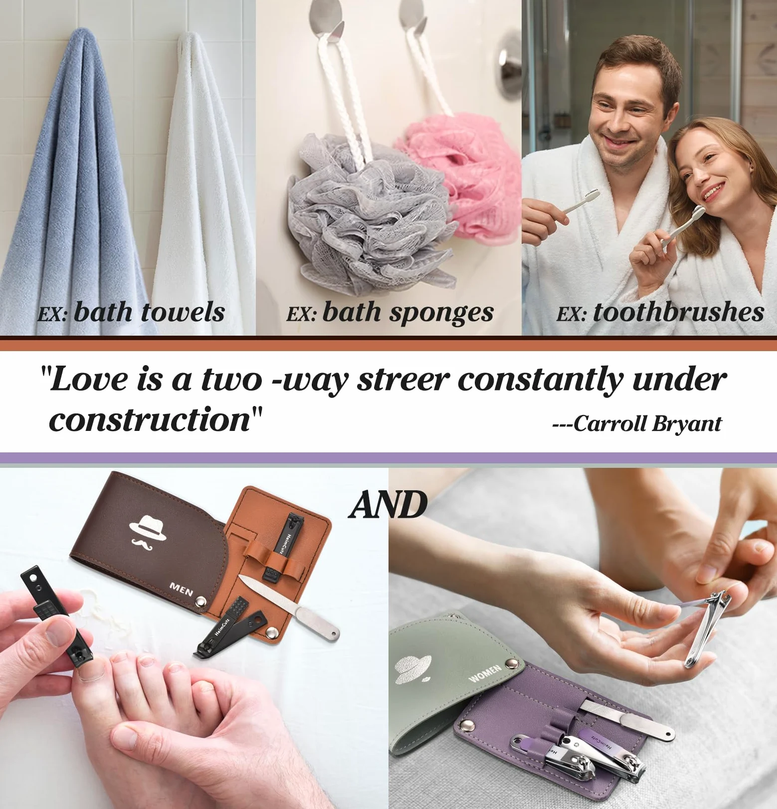 Set di tagliaunghie per unghie dei piedi, set separato per uomini e donne, tagliaunghie da viaggio per adulti, regalo di nozze, regalo di fidanzamento per coppie