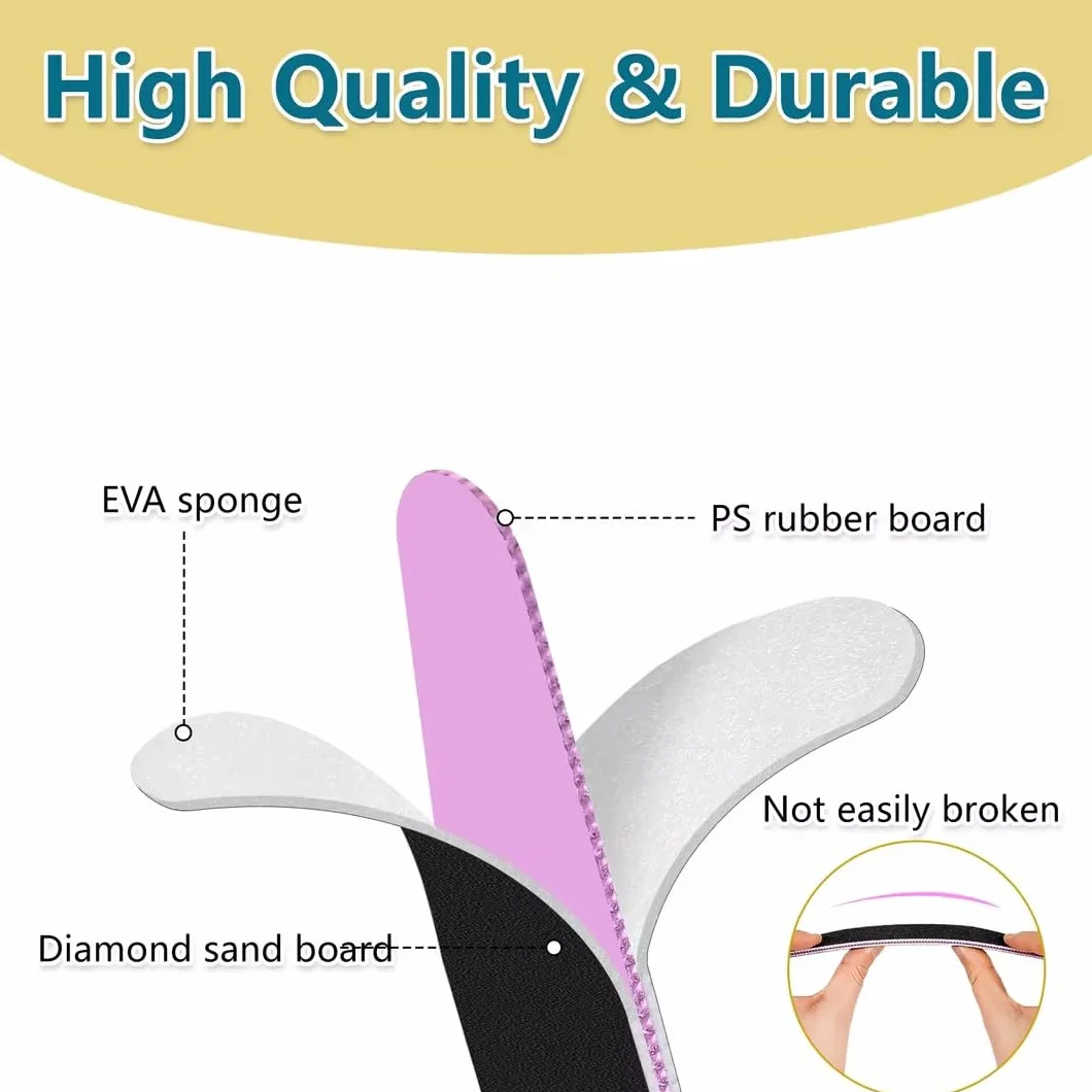 elzle 10 Pezzi Lime per Unghie Professionali, Lima per Unghie 100/180 Doppia Faccia con Mezza Luna Bilaterale, Set per Cura Unghie Lavabile Strumenti Manicure (Nero)