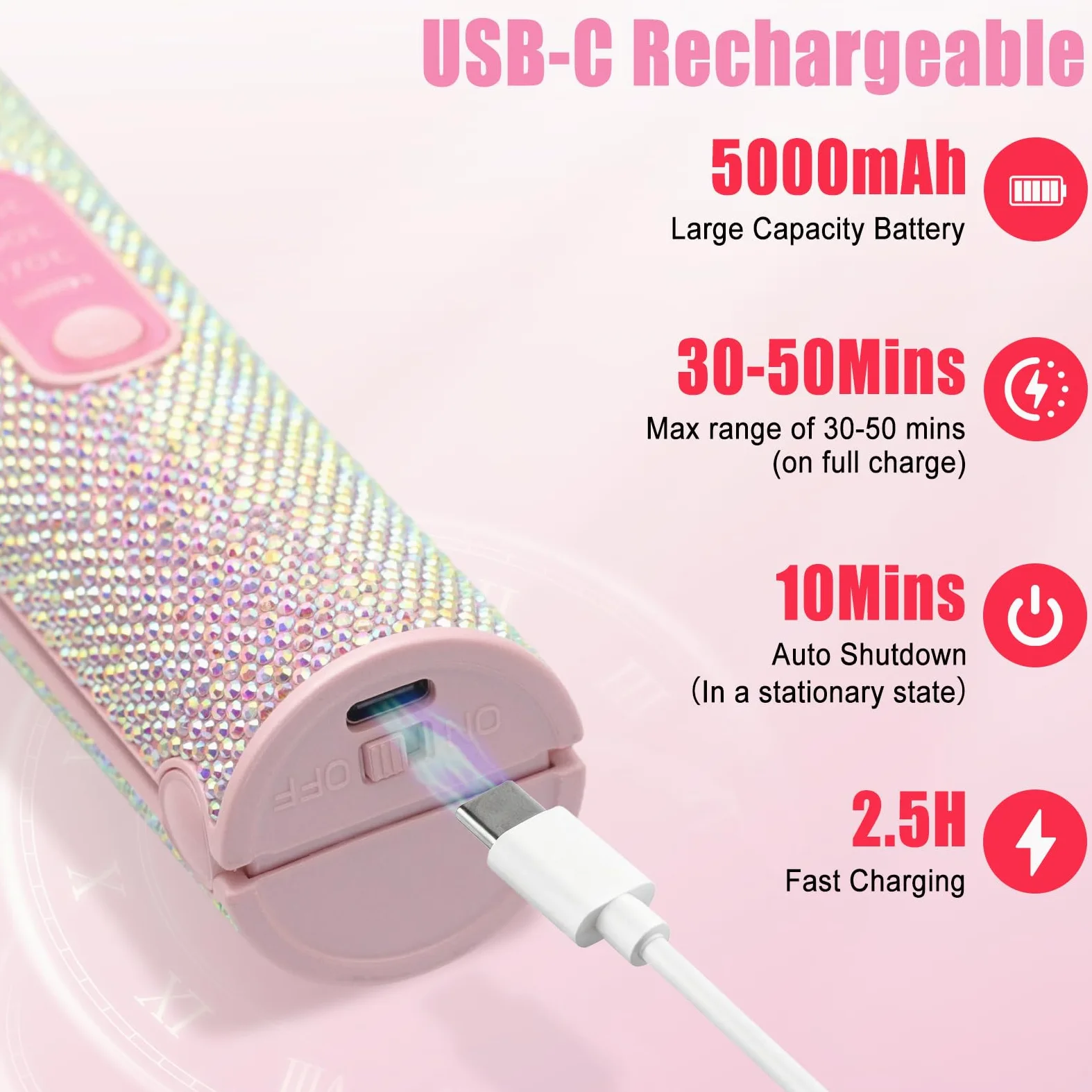 Piastra Capelli Senza Fili 5000mAh, Mini Piastra per Capelli 2 in 1, Piastra Portatile Senza Fili in Titanio, Piastra da Viaggio per Capelli, 3 Temp 2S HEAT Rapido MAX 410℉ Con Spegnimento Automatico