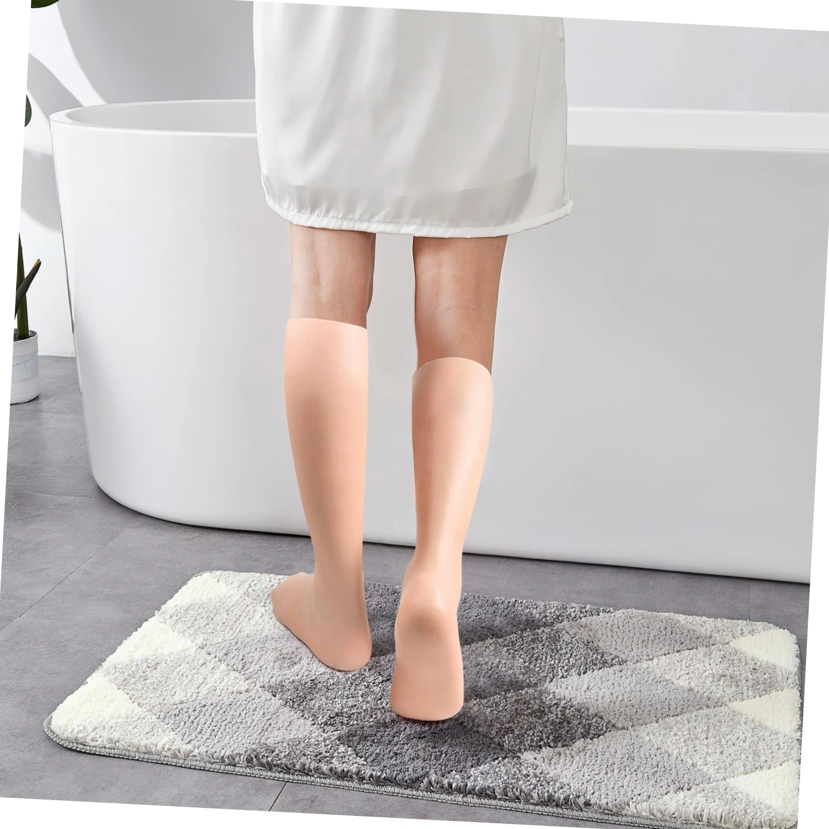 Calze Idratanti per Piedi Lunghe Sebs, 1 Paio, Kaki | Copertura Completa per Dita e Cuticole, Uso su Pelle Secca in Inverno, Elastiche per Donne e Ragazze