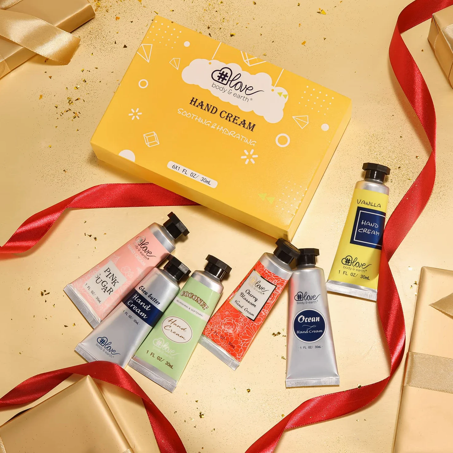 Crema Mani al Burro di Karitè per Donna，Confezione 6 PCS x 30 ml, Creme Mani Set di Riparazione Avanzata per Pelle Secca e Ruvide, 6 Profumi Naturali, Idee Regali Natale Compleanno per Ragazza e Mamma