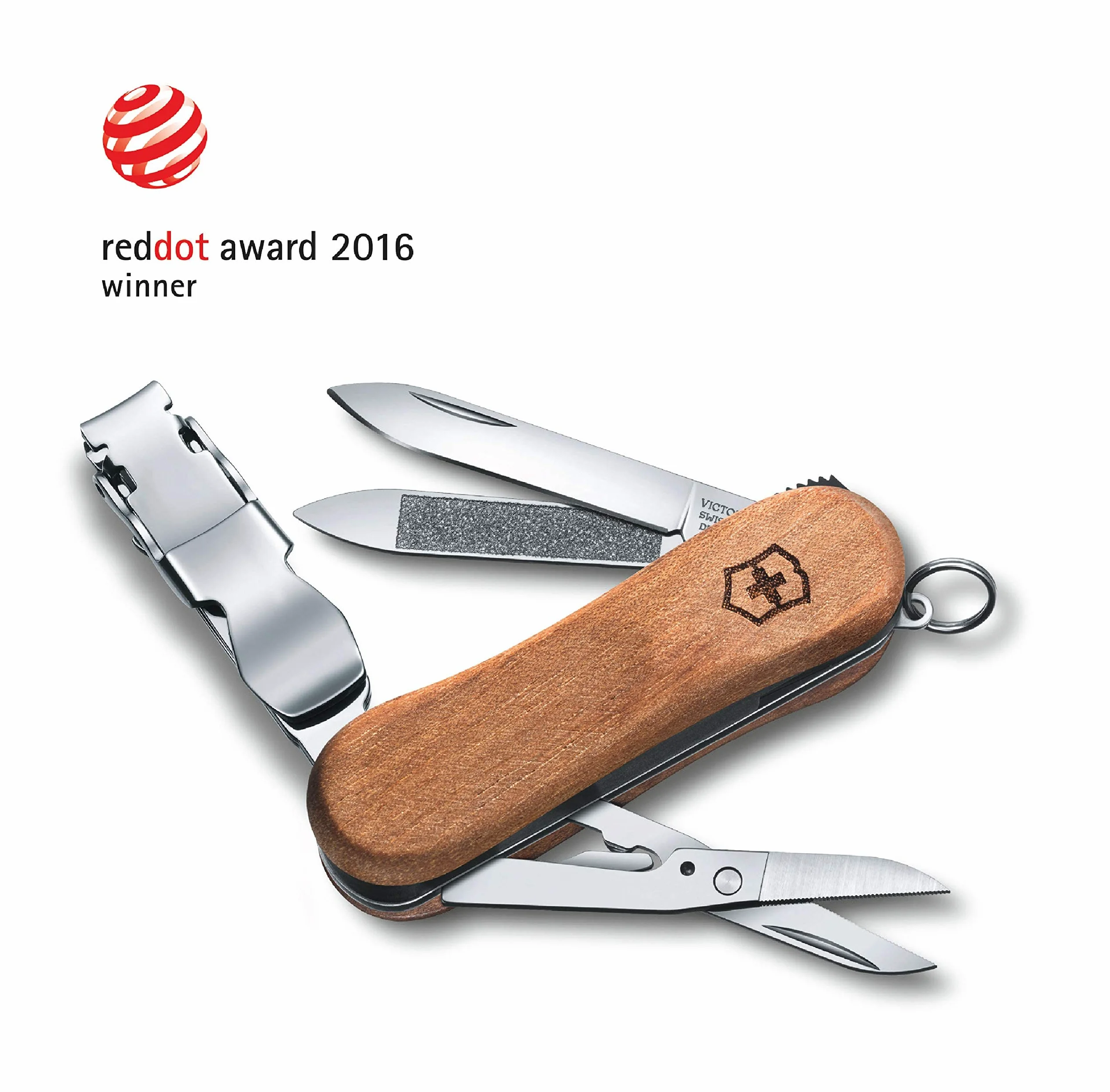 Victorinox, Nail Clip 580 Wood, Coltellino Svizzero, Originale, Multiuso, Campeggio, 6 Funzioni, Lama, piccola, Lima per unghie