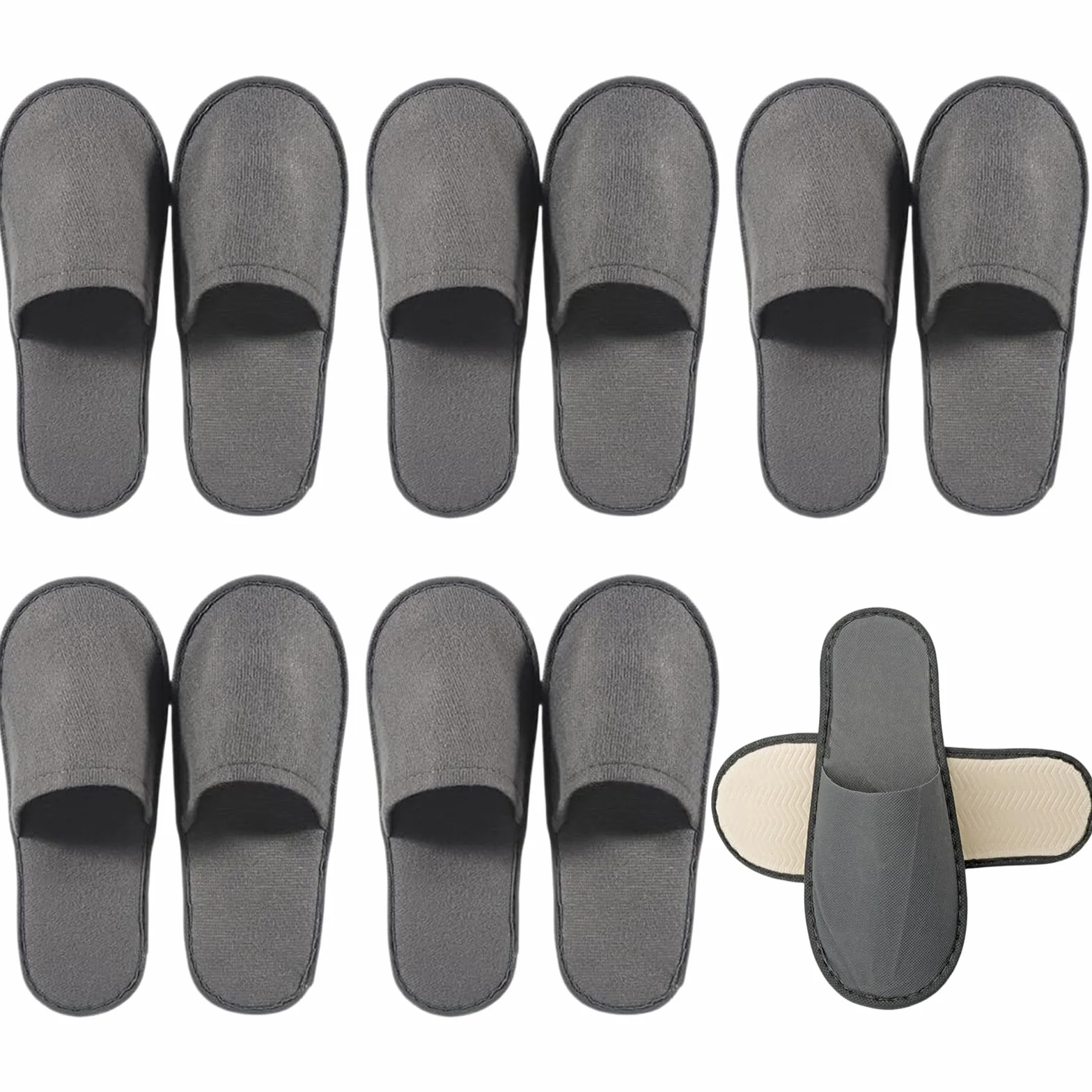 Ciabatte Ospiti,6 Paia Pantofole Ospiti,Ciabatte da Viaggio,Pantofole Chiuse,Pantofole Monouso per Hotel,Antiscivolo,Lavabili,Spugna Premium,Misura Universale,per Unisex,Viaggi,Casa,Spa,Hotel