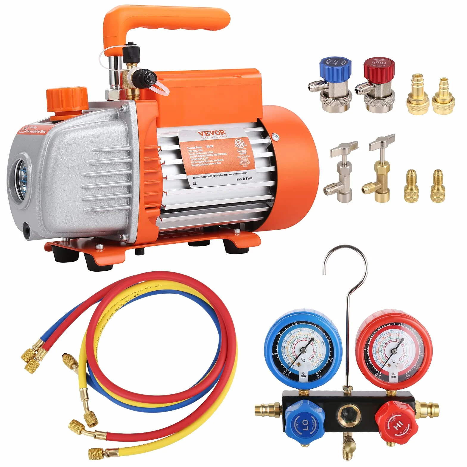 VEVOR Kit Pompa a Vuoto Monostadio 150W 100 L/min per Aria Condizionata Auto HVAC R134a R1234yf