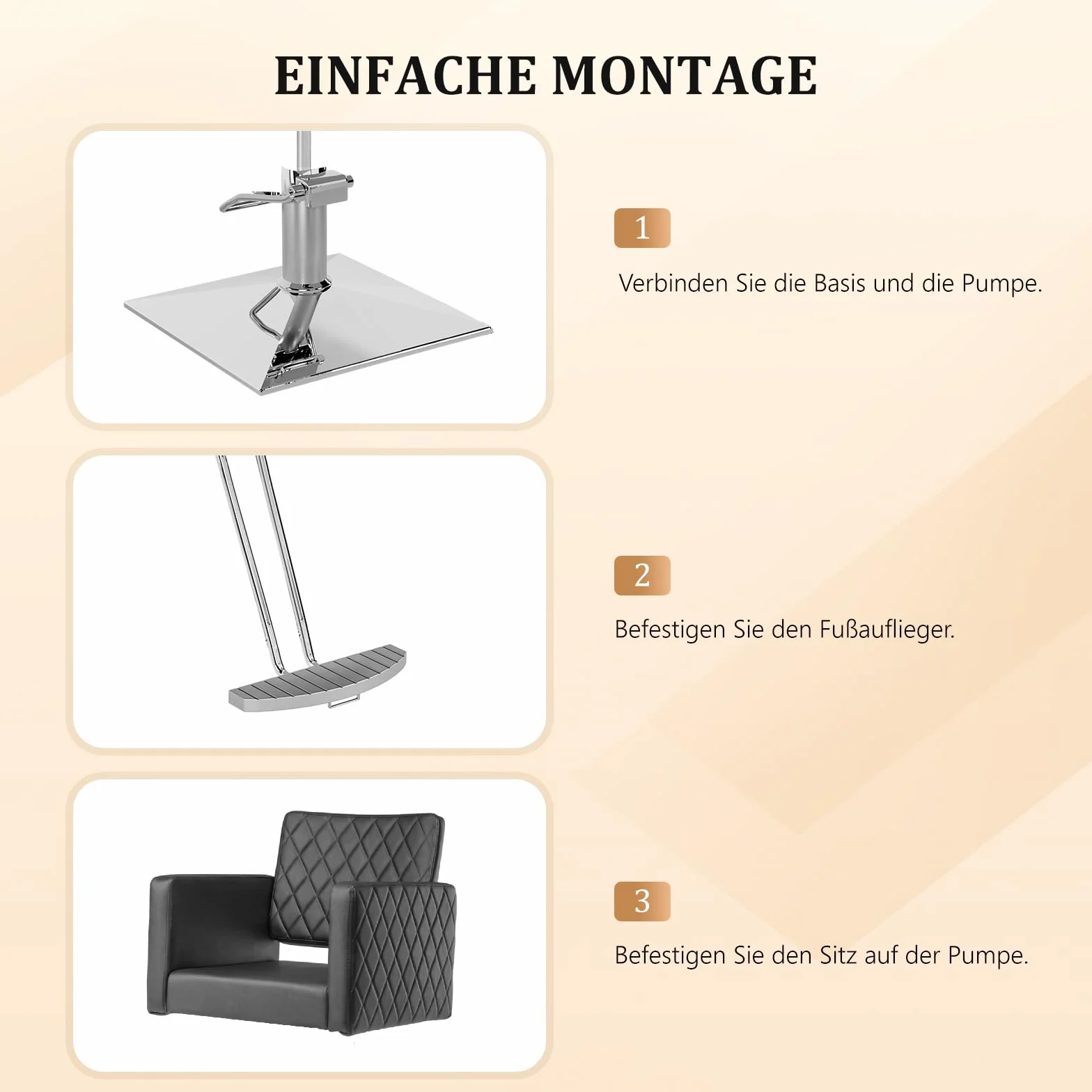 Bonnlo Sedia da parrucchiere regolabile in altezza 90-105 cm, girevole a 360° e portata 150 kg, sedia da parrucchiere con poggiapiedi e schienale aperto, sedia da barbiere in pelle PVC, colore nero
