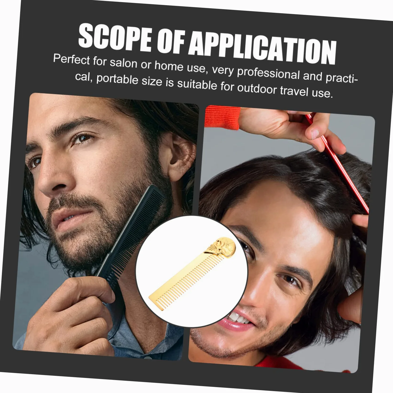 FRCOLOR 3 Pezzi Strumento Per Lo Styling Da Uomo Pettine Tascabile Portatile Spazzola Per in Lega Di Zinco Pettine Per Barba Per Uso Domestico in Salone