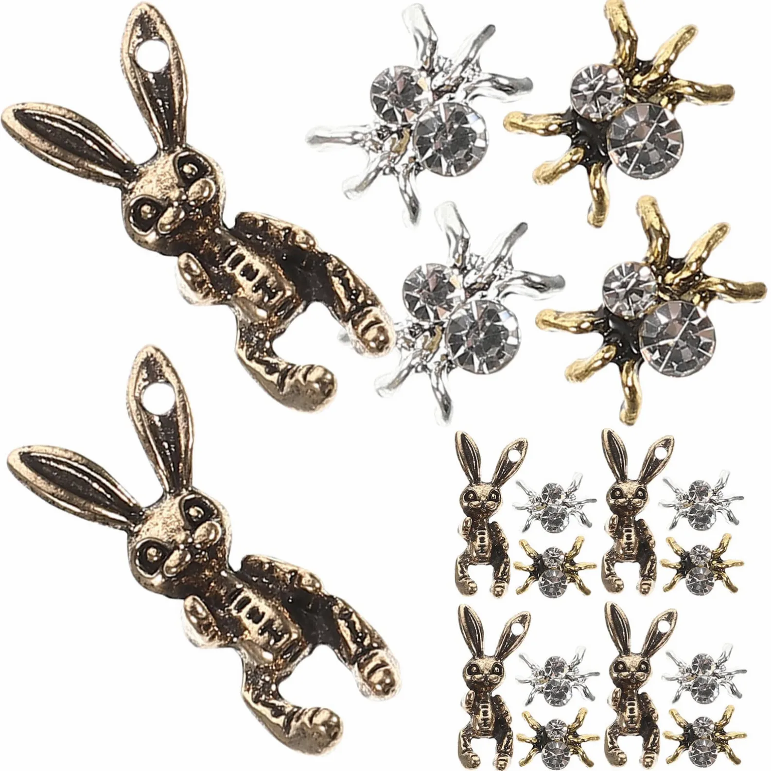 5 Set Gioielli Per Unghie Con Diamanti Charm Per Unghie Accessori Per Unghie Charm Scuri Decorazioni Per Nail Art 3D A Forma Di Ragno Gioielli Per La Decorazione 30 pezzi*5