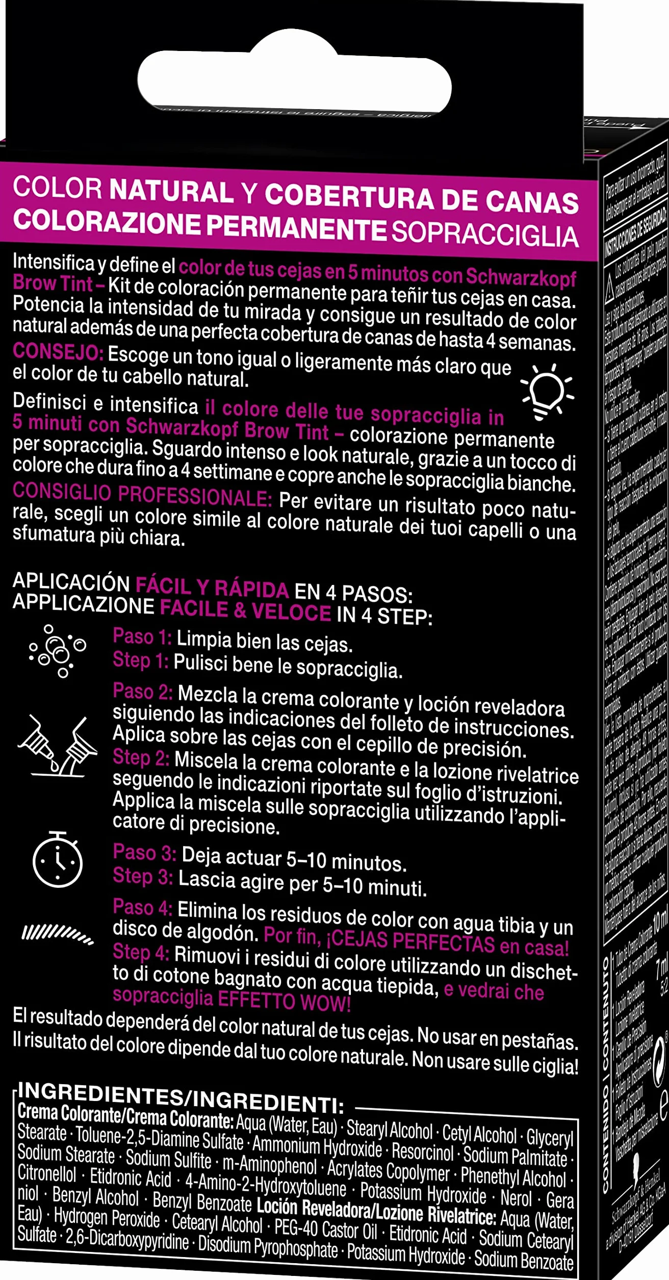 Schwarzkopf, Kit Sopracciglia, Colorazione Permanente per Sopracciglia, Tinta per Sopracciglia, Fino a 10 Applicazioni, Tonalità 4-1 Castano Scuro