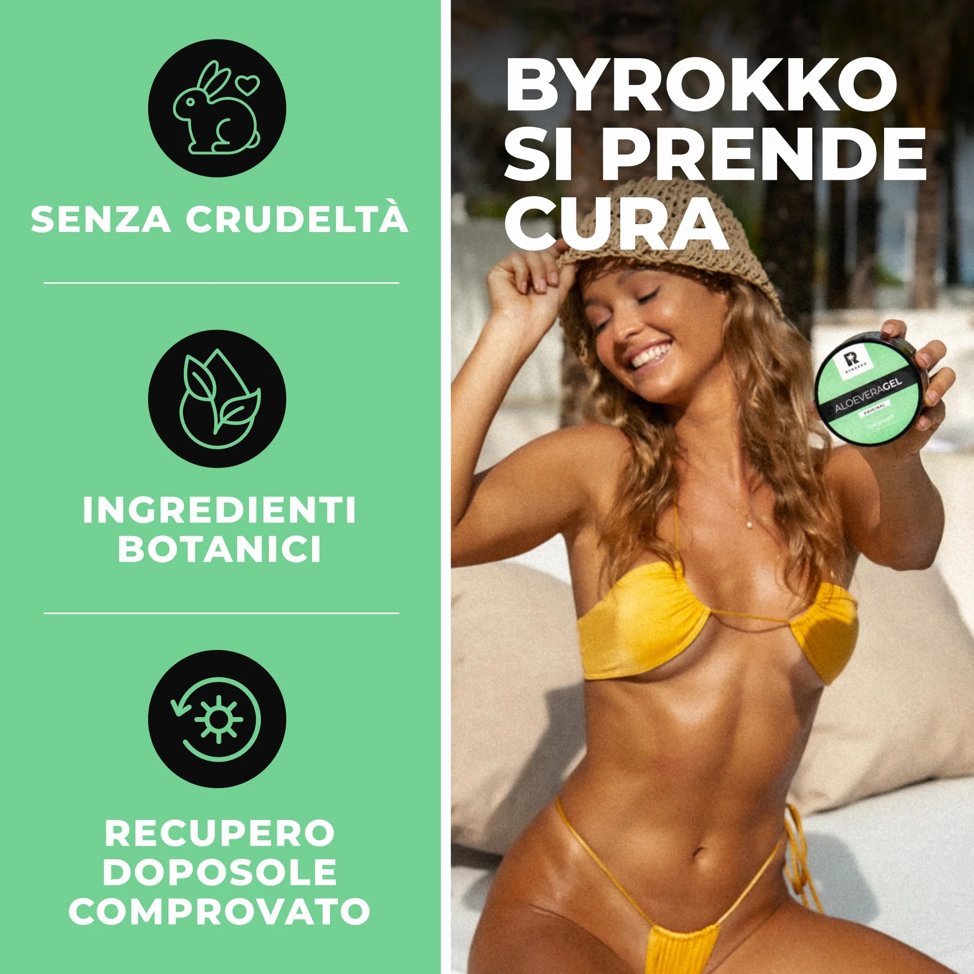 BYROKKO Gel di aloe vera (215 ml), ad assorbimento rapido e rinfrescante, idrata intensamente, rigenera e previene il peeling, cura naturale dopo-sun