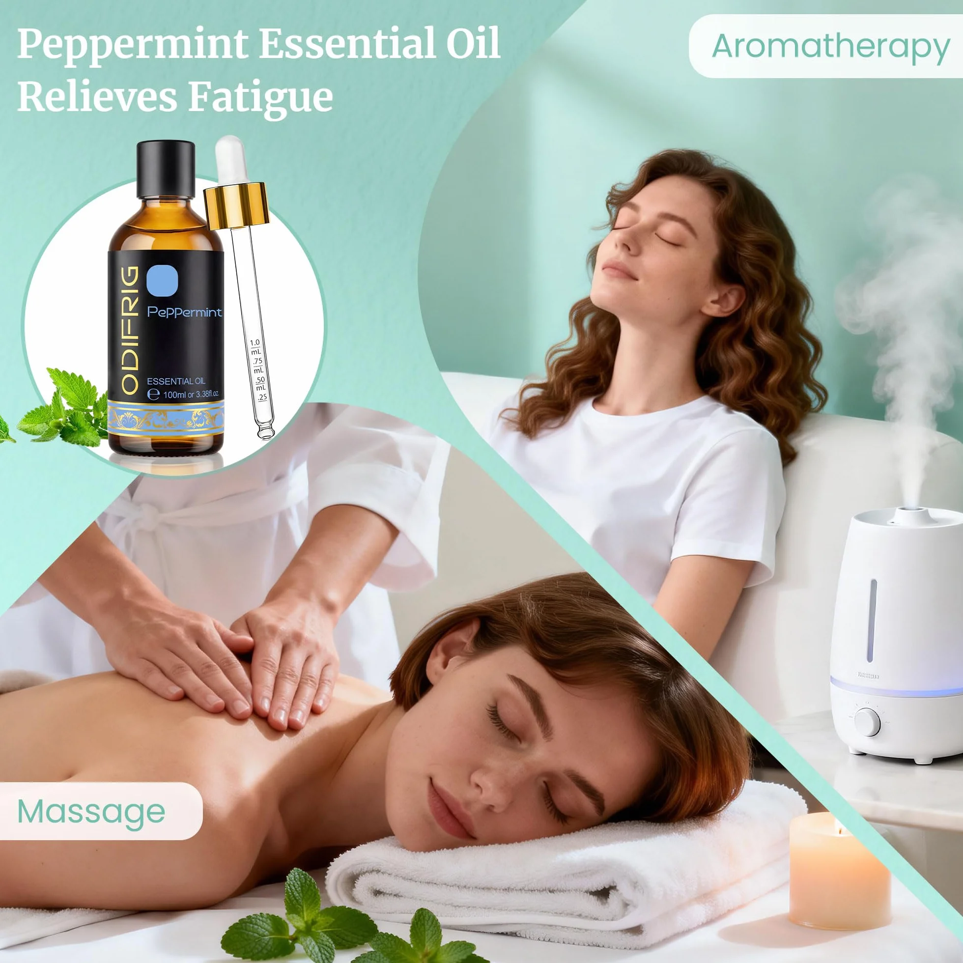 Olio Essenziale di Menta Piperita 100 ml con Contagocce Naturale