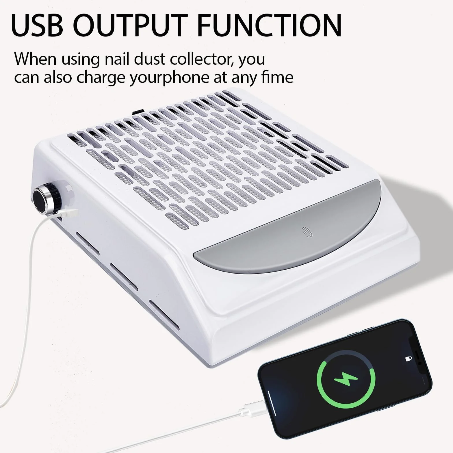 Aspirapolvere Professionale Nail Improvement 100w,Aspirapolvere Per Unghie Con Velocità E Intensità Di Aspirazione Regolabili,Filtro Riutilizzabile,Usb Per Ricarica Smartphone, Manicure Unghie (B)