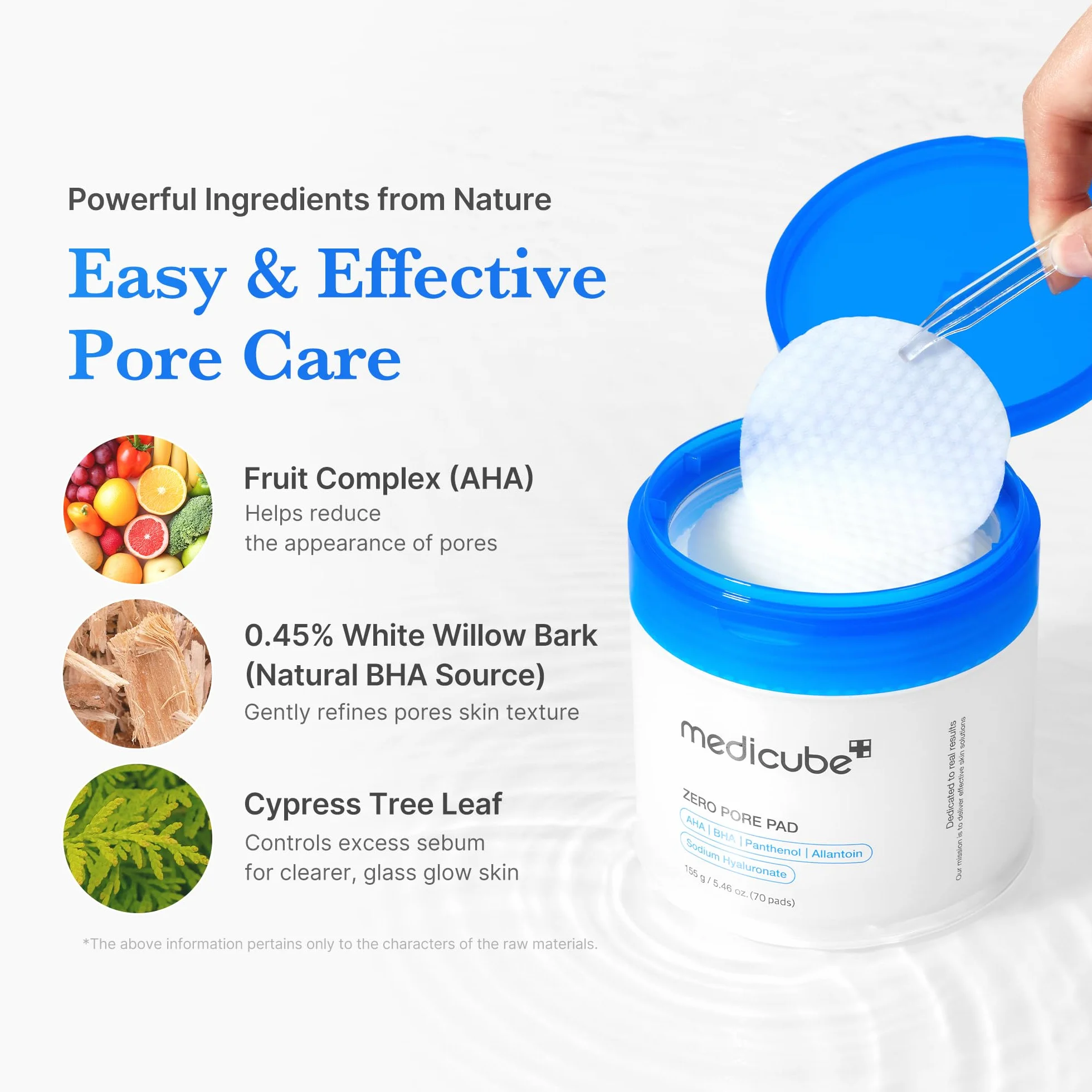 Medicube Zero Pore Pads 2.0 Tamponi Tonici Viso Esfoliazione Cura Pori Acido Lattico 4,5% Acido Salicilico BHA 0,45% 70 Unità