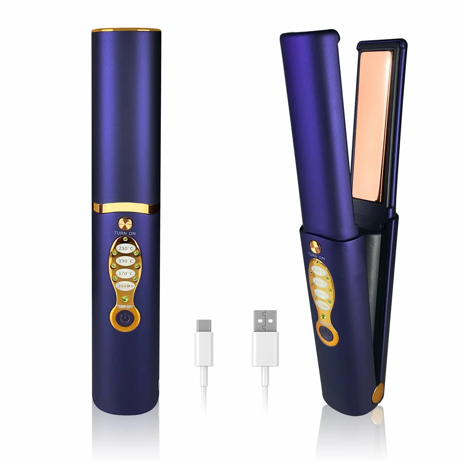 Piastra Capelli Senza Fili con Batteria 5000 mAh, Piastra e Ferro Arricciacapelli 2 in 1, 3D Titanio, Mini Piastra Portatile da Viaggio con Copertura Antiscottatura, Riscaldamento Rapido