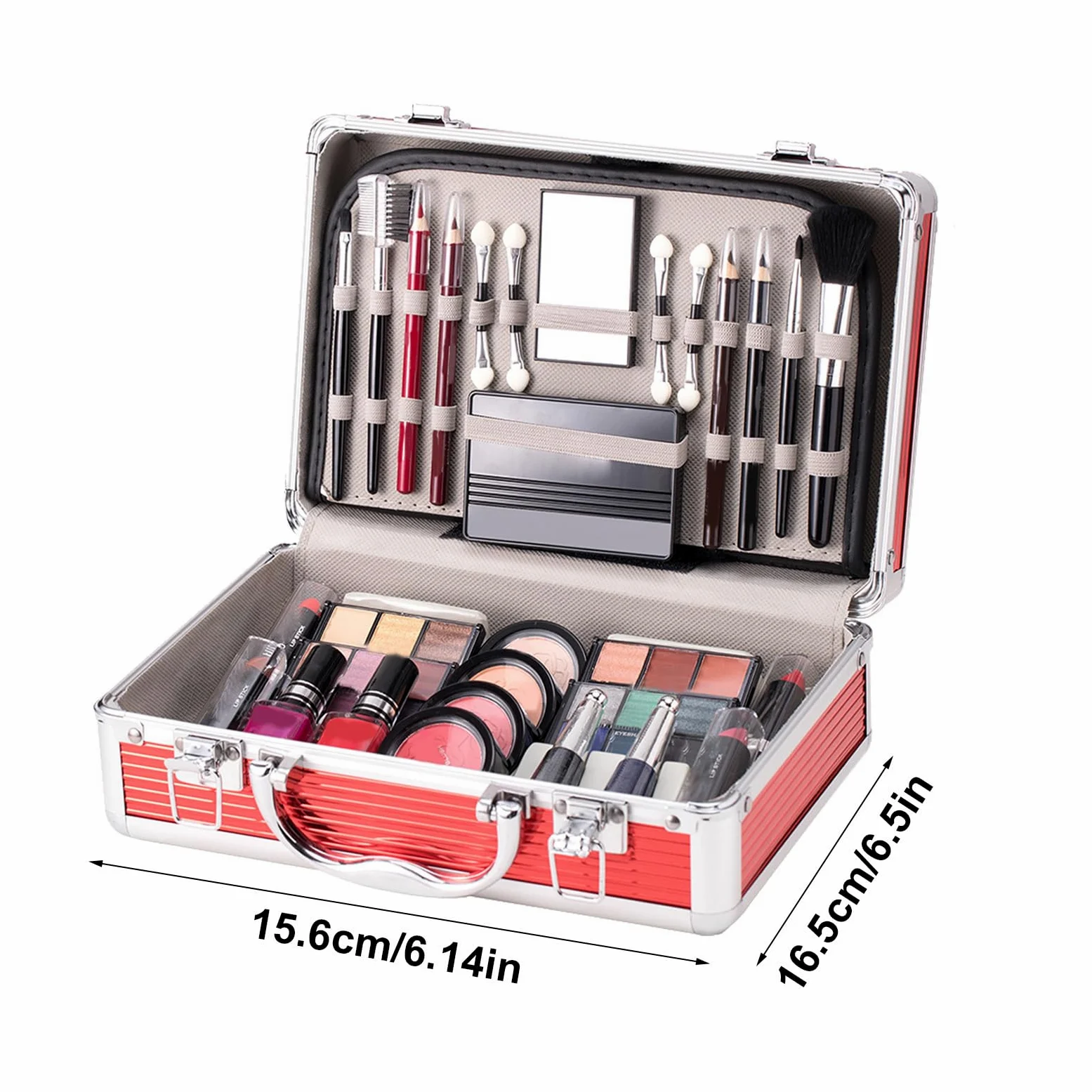 Kit per il trucco completo del viso, set per il trucco per principianti | Kit per principianti con custodia, Ombretto, fard, per sopracciglia, rossetto, smalto, pennello per sopracciglia per