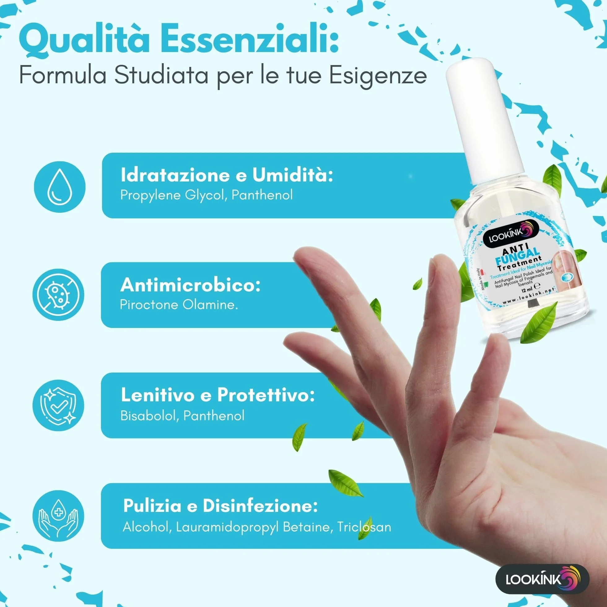 Smalto per Micosi Unghie Piedi e Mani 12 ml - Made in Italy - Trattamento Antimicotico Forte Smalto ideale per Funghi e Onicomicosi - Trattamento Efficace Per la Ricrescita di Unghie Sane