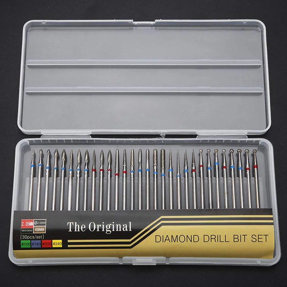 Set 30 Pezzi Punta da Trapano per Unghie, Lime per Manicure, Smerigliare, Lucidare