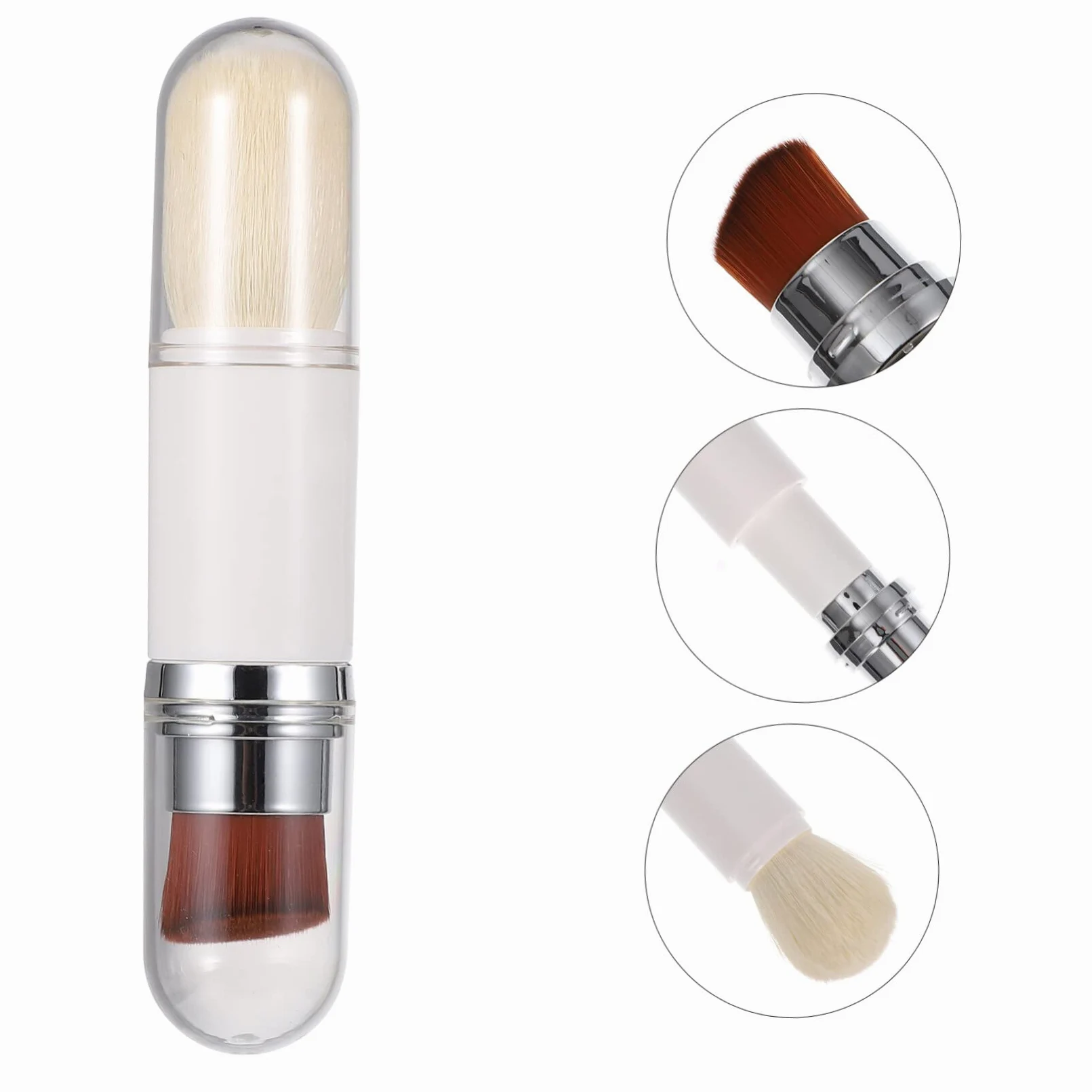 FRCOLOR 3pezzi Pennello Fondotinta Retrattile Doppia Testa Spazzola Per Blush e Cipria Strumento Makeup Per Applicazione Facile e Precisa