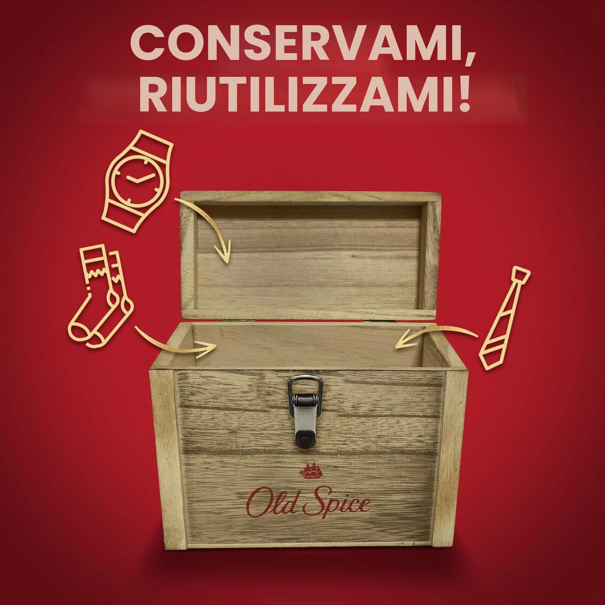Old Spice Confezione regalo Treasure Chest, set regalo uomo, Deep Sea Deodorant Stick 50ml, deodorante spray 150ml, gel doccia 250ml e dopobarba Capitan 100ml