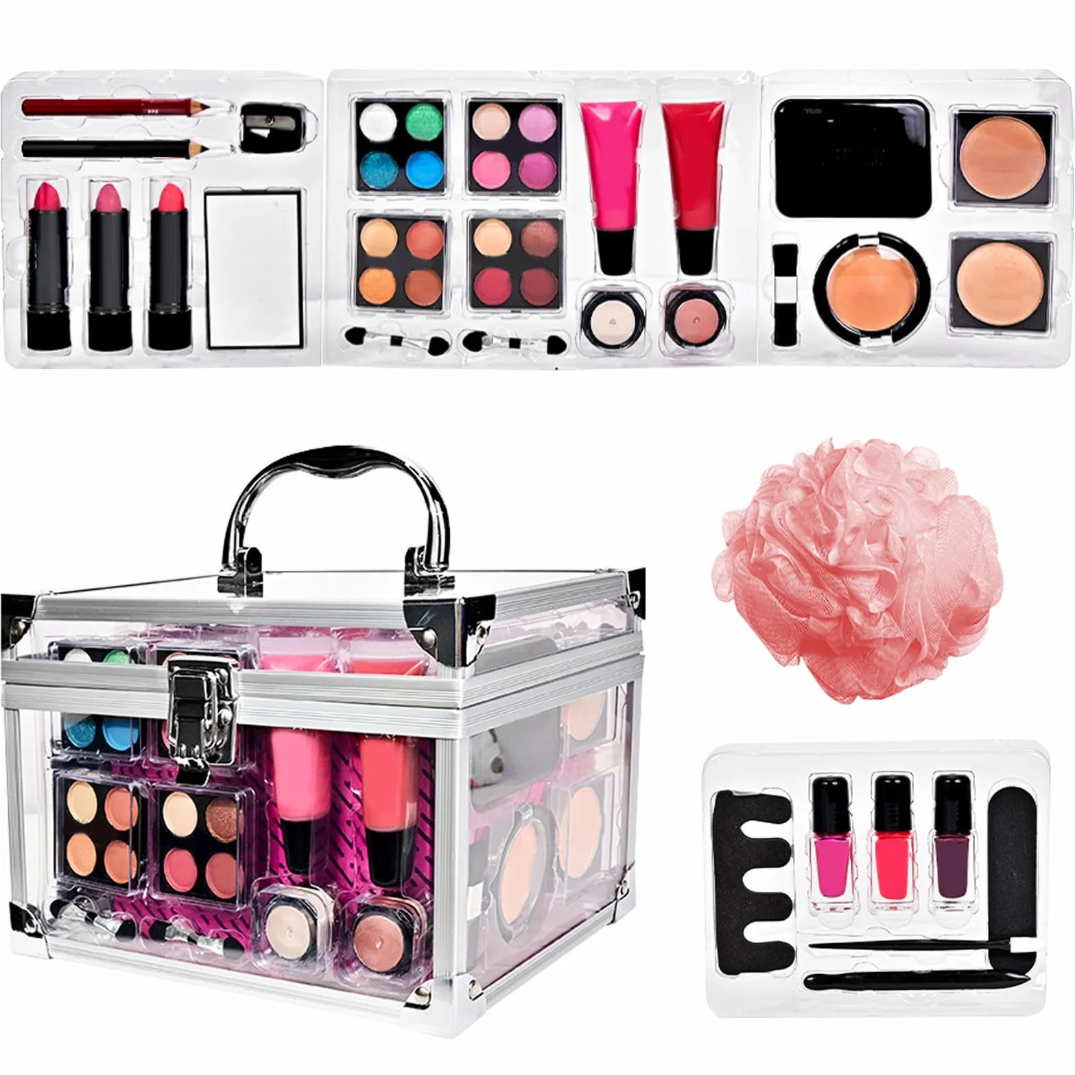 Kit Di Trucco Per Donna Set Da Viaggio Compatto Con | Astucci Cosmetici Per Adolescenti Viaggio Quotidiano Matrimonio Teatro Sposa