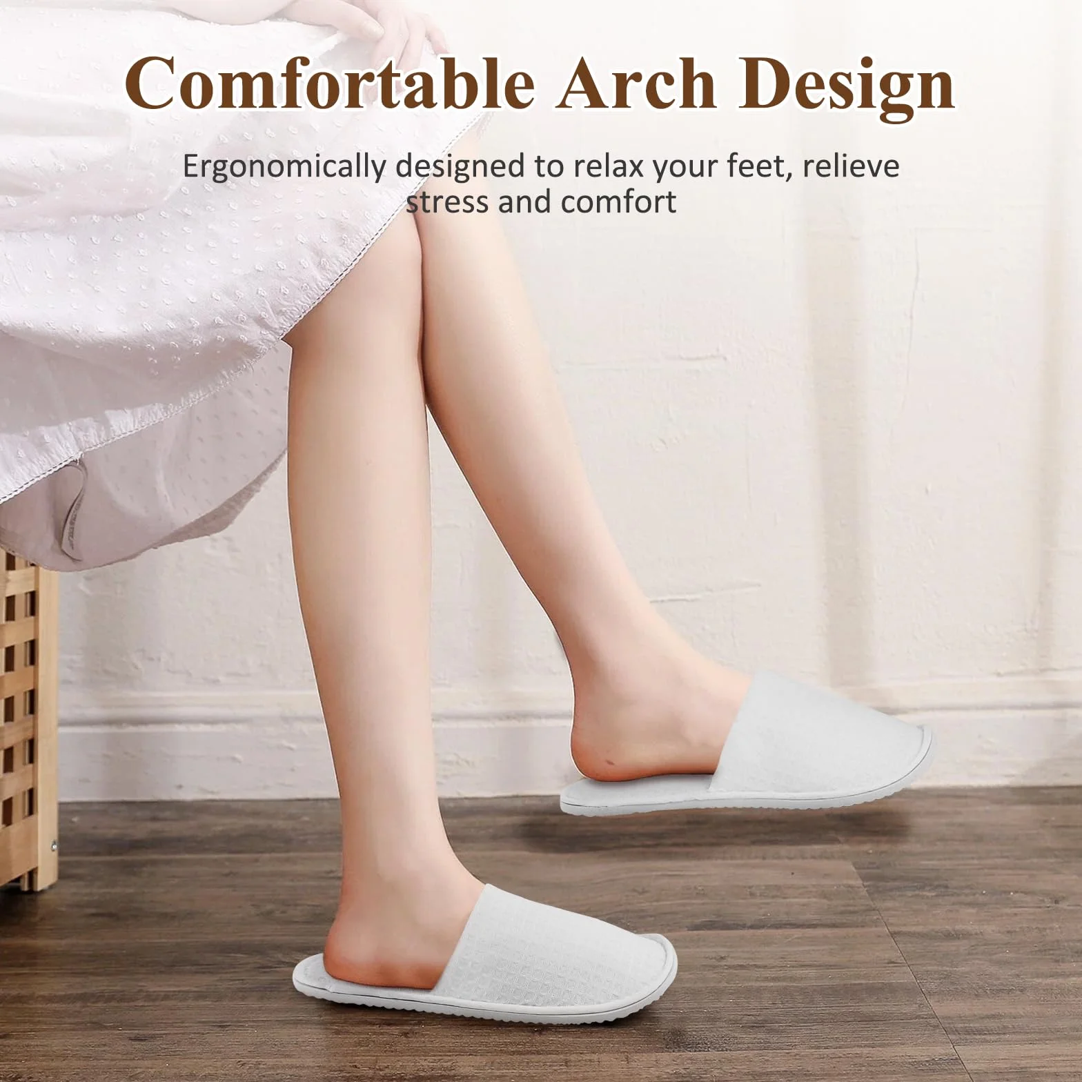 5 Pairs of Hotel Slippers, Disposable Deluxe Closed Toe Spa lippers, Hotel Slippers Women, White House Shoes Washable and Foldable Winter slippers for Spa, Party Guest and Travel