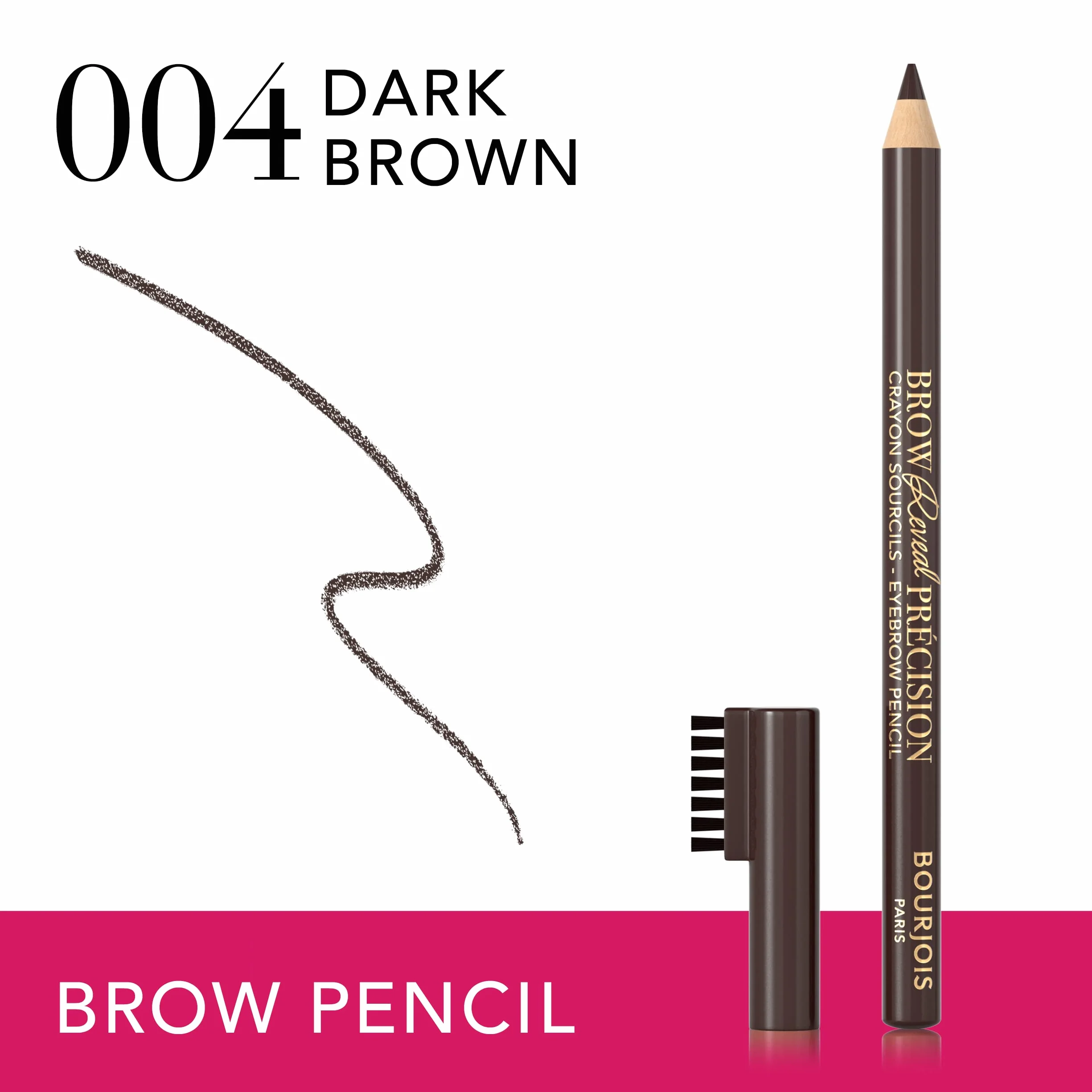 Bourjois Sourcil Précision Matita per Sopracciglia con Pettinino Incorporato, per Sopracciglia Ultra Definite, 04 Dark Brunette