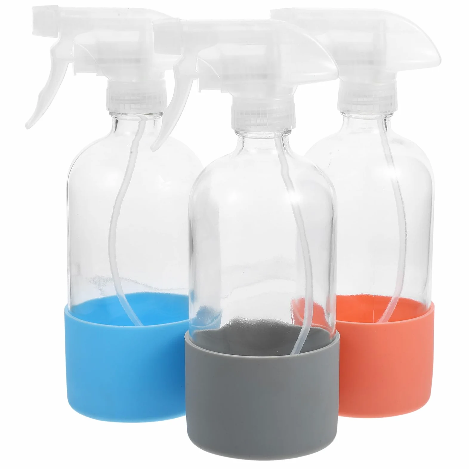 Flaconi Spray Ricaricabili 3 Pezzi in Vetro Base in Silicone Antiscivolo da 500 Ml per Fiori e Uso Ufficio