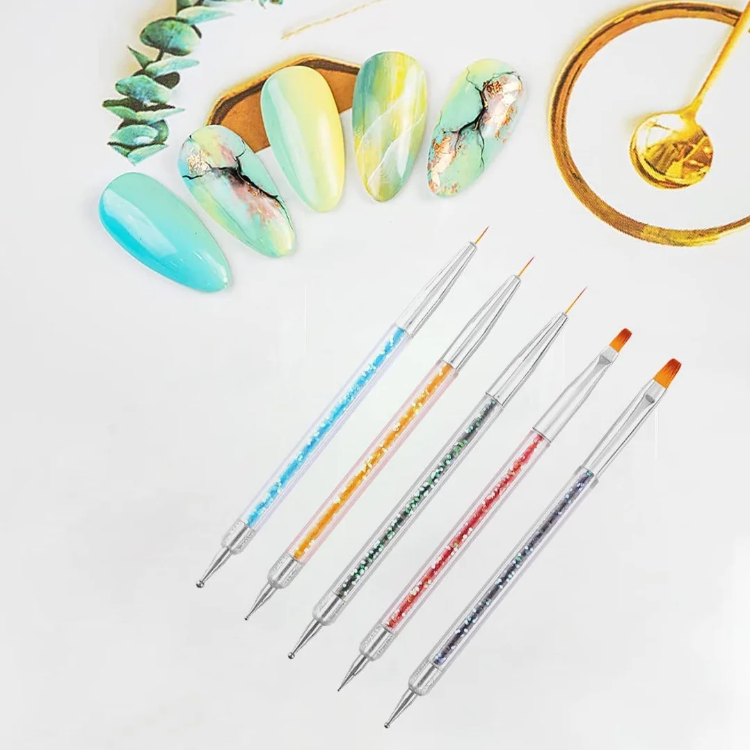 Set di 5 pennelli per nail art, pennelli per nail art in acrilico, pennelli decorativi per unghie per pennelli per gel UV