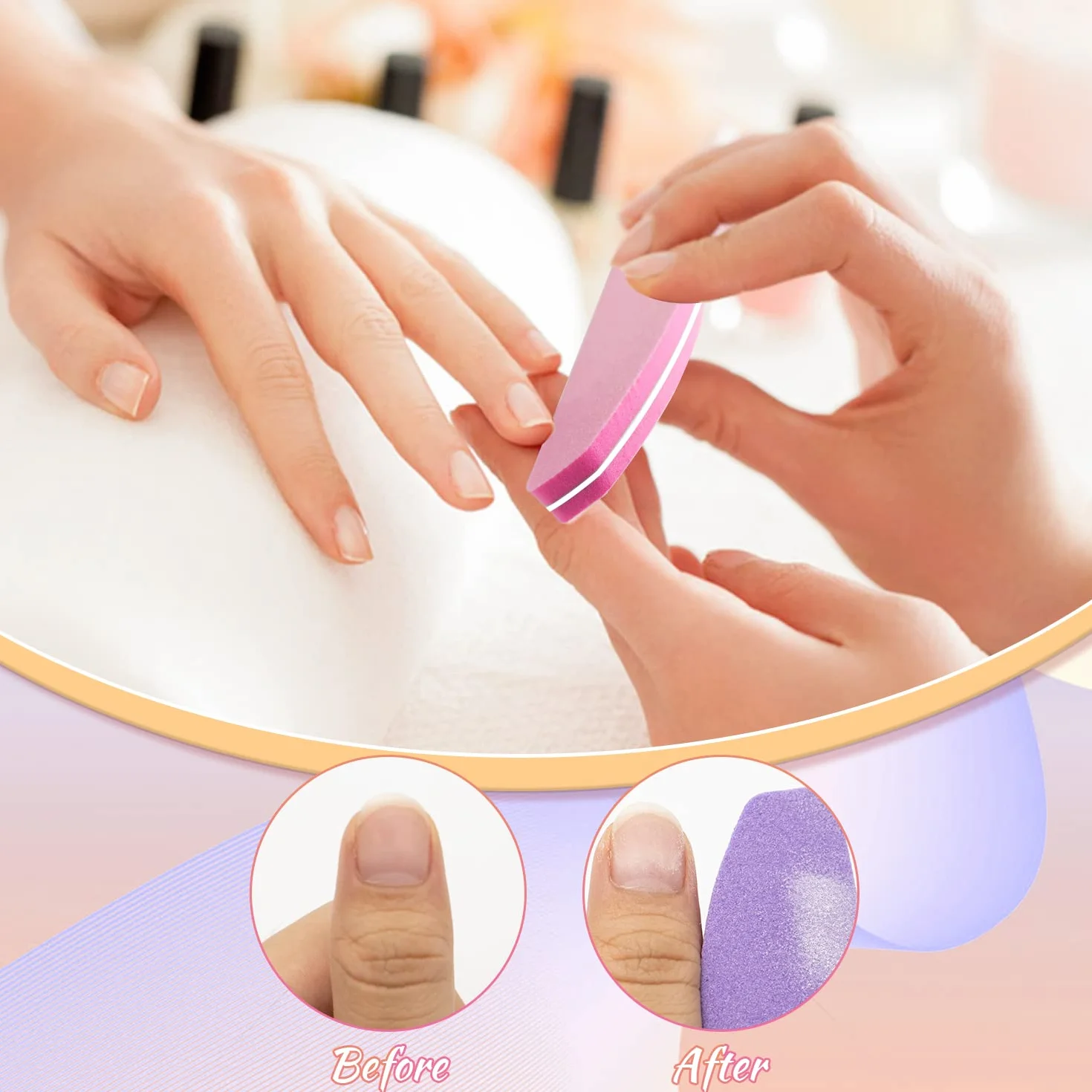 20 PCS Buffer per Unghie, Buffer Blocco per Unghie in Gel Acrilico Naturale, 100/180 Buffer Unghie Professionale per Levigatura per Smalto a Doppia Faccia (Rosa)