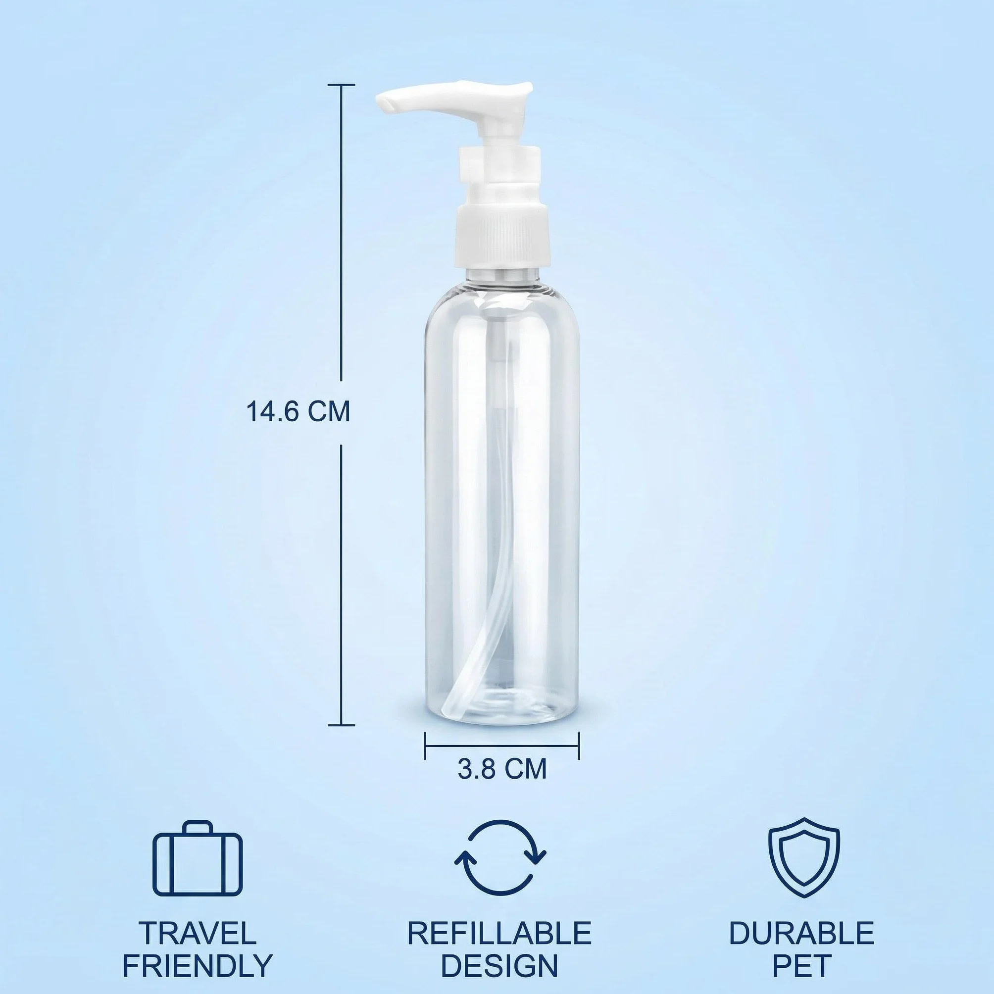 4 pezzi flacone con pompa airless da 100 ml, flaconi da viaggio trasparenti riutilizzabili in plastica, erogatore a pompa vuoto da ricaricare, ideali per cosmetici, shampoo, lozione e crema