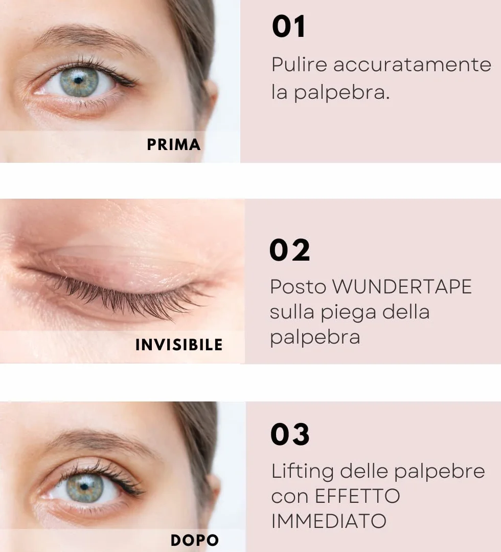 WUNDERTAPE L Strisce adesivi per occhi incappucciati alza palpebre cadenti cerotti invisibile sollevare palpebre 144 pezzi
