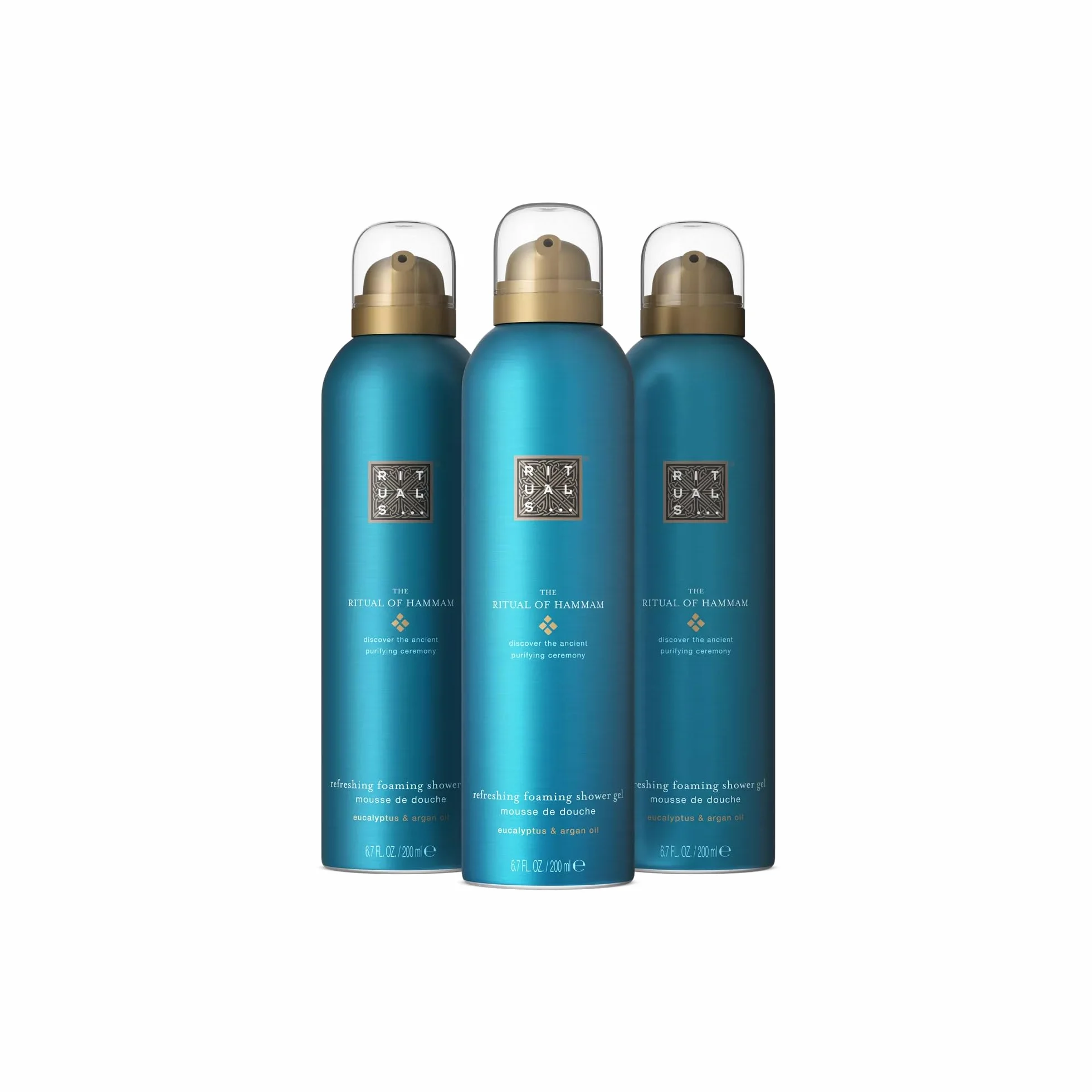 RITUALS The Ritual of Hammam Value Pack 3 Docciaschiuma – Bagnoschiuma con eucalipto e olio d’argan, set regalo donna rinfrescante – 3 x 200 ml