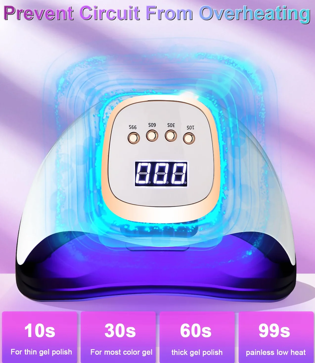 Lampada UV LED Unghie, 380W Professionale Semipermanente Curare Rapidamente Pedicure Fornetto Unghie per Tutti i Smalti, Automatico Sensore e Schermo 4 Timer per Manicure a Casa e in Salone