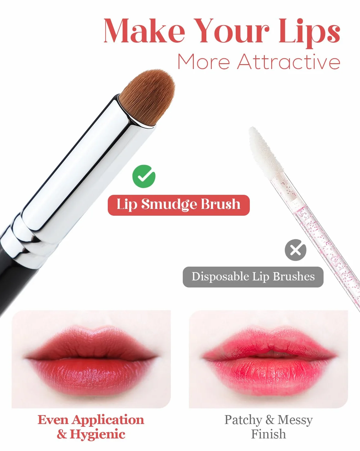EIGSHOW Pennello per labbra, pennello per rossetto a testa tonda, sbavature per labbra o correttore (L307)