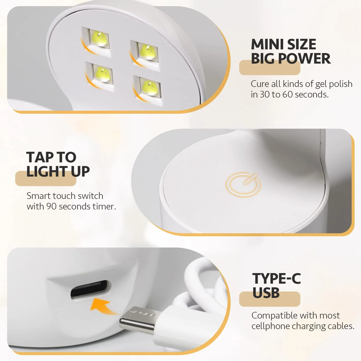 GAOY Mini lampada UV per unghie in gel, lampada di indurimento per unghie a guscio d'uovo, piccola lampada LED per unghie, asciuga unghie USB per un rapido indurimento bianco