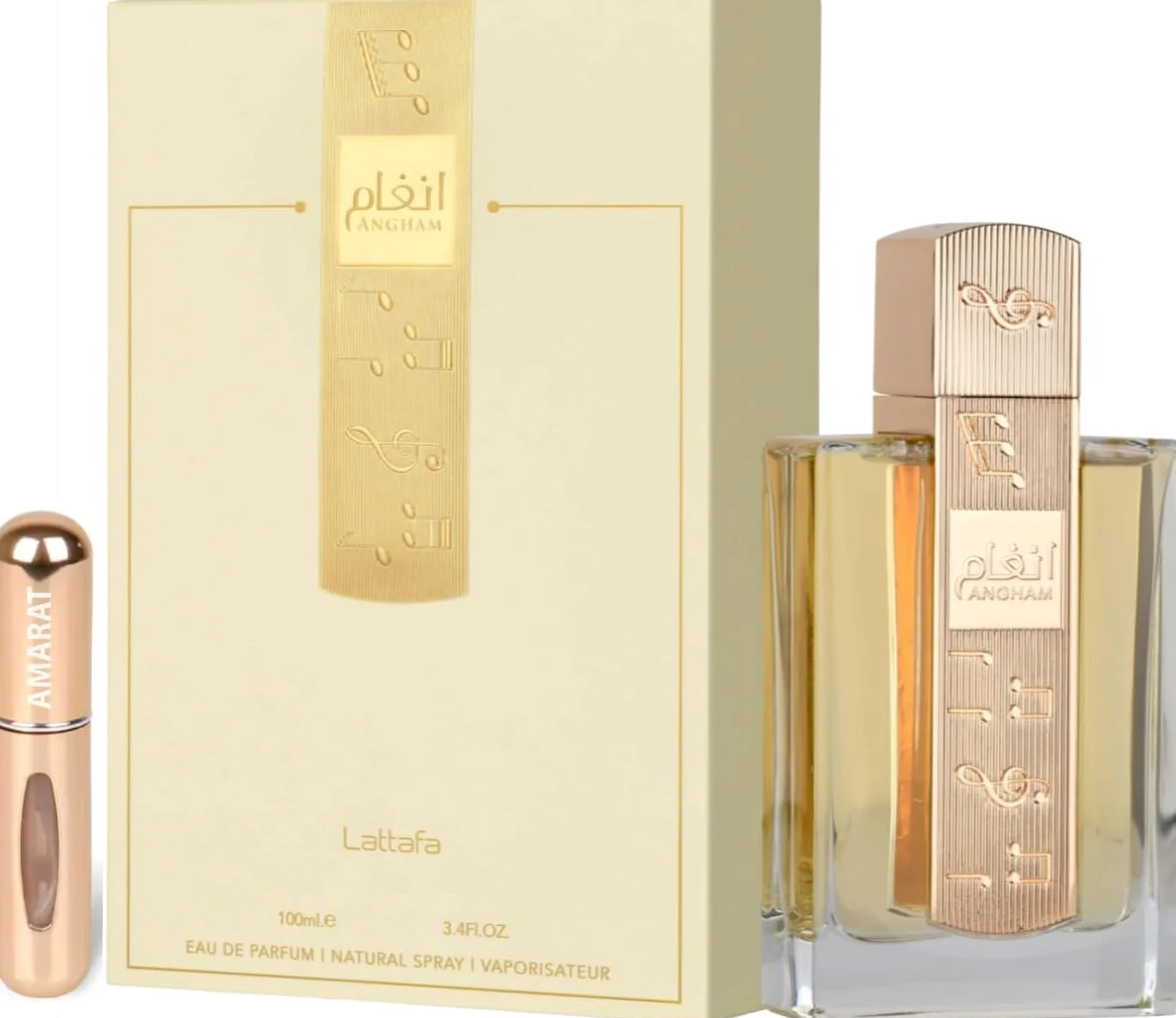 Profumo Angham originale 100 ml, Eau de Parfum a lunga durata, atomizzatore ricaricabile 5 ml, fragranza orientale con mandarino, pepe rosa e vaniglia