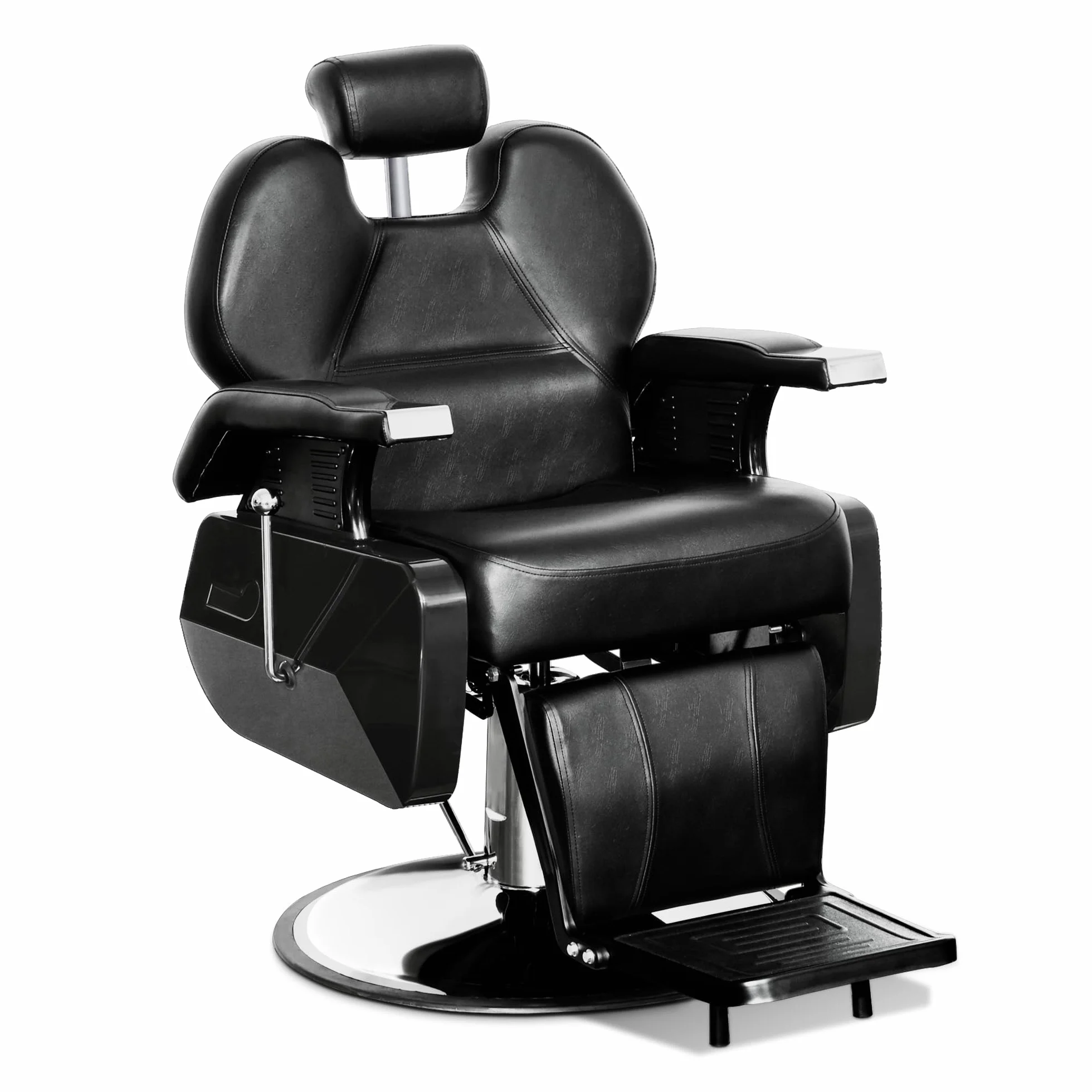 Barberpub Poltrona per parrucchieri Barberpub con poggiatesta, pompa idraulica, girevole a 360° e regolabile in altezza, similpelle, 2687BK